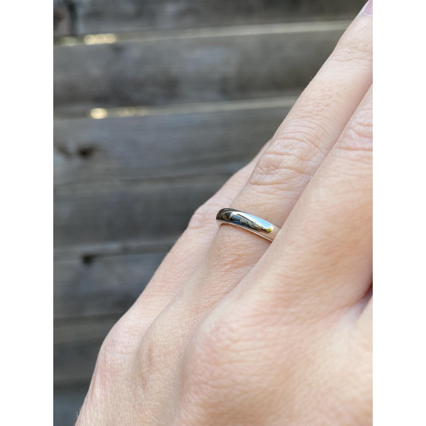 Vintage Solid 18k White Gold Milgrain Ring Band - Size 5.25