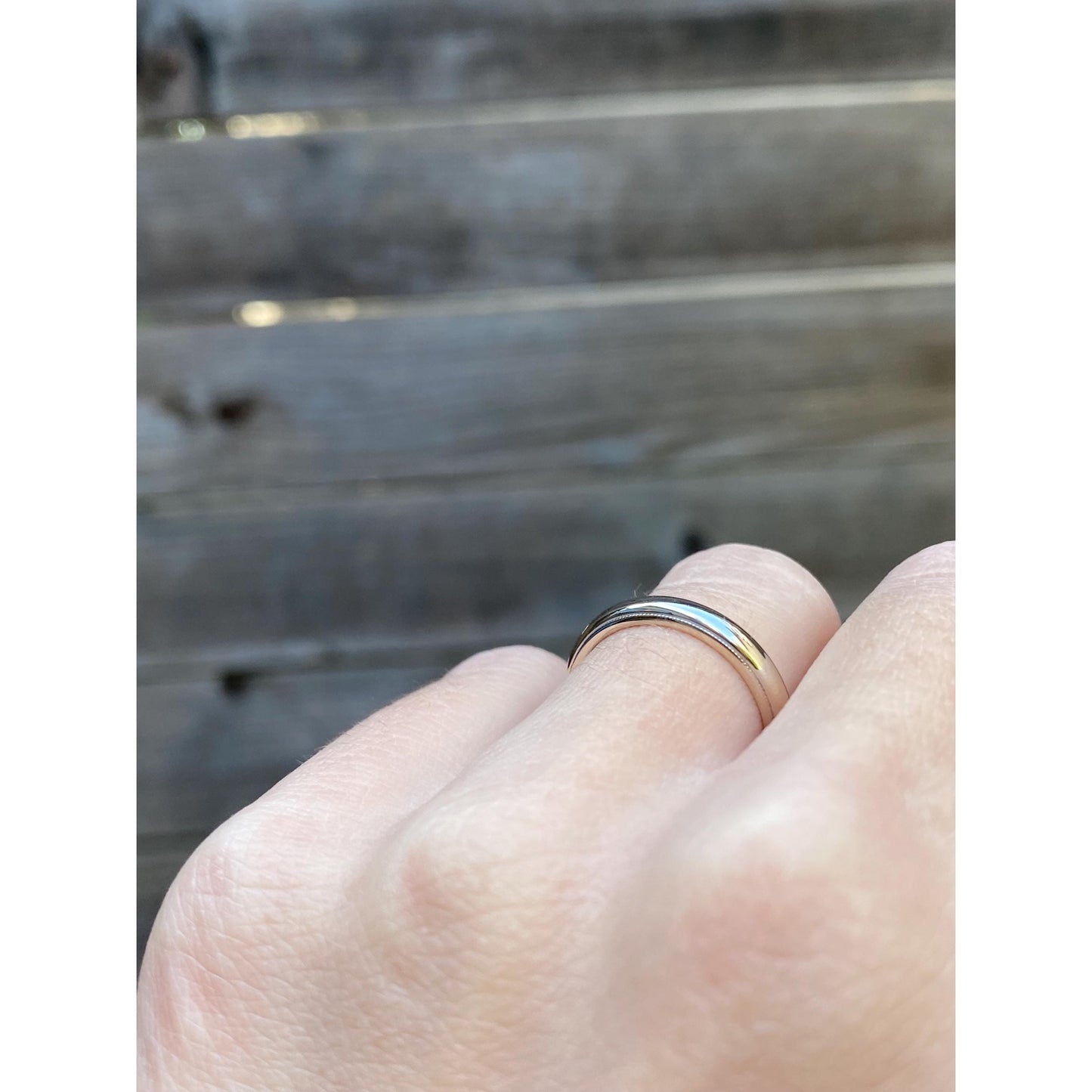 Vintage Solid 18k White Gold Milgrain Ring Band - Size 5.25