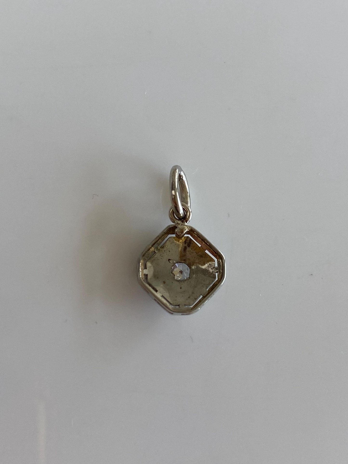 Vintage Solid 18k White Gold Diamond Art Deco Charm