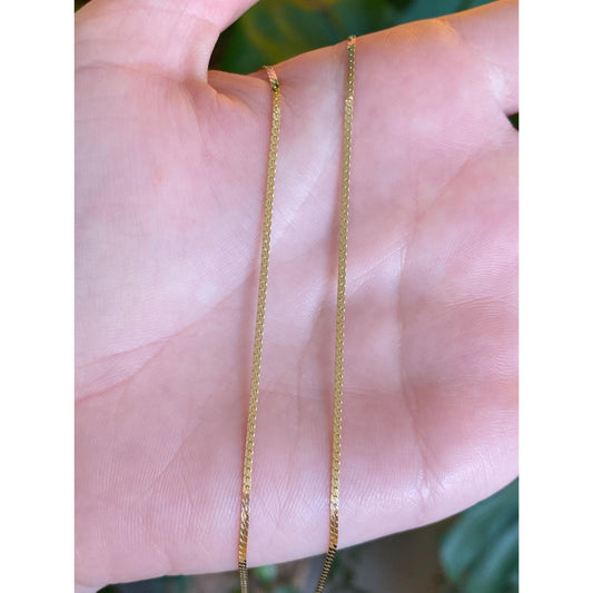 Vintage Solid 14k Yellow Gold Flat Chain - 14.75 inches