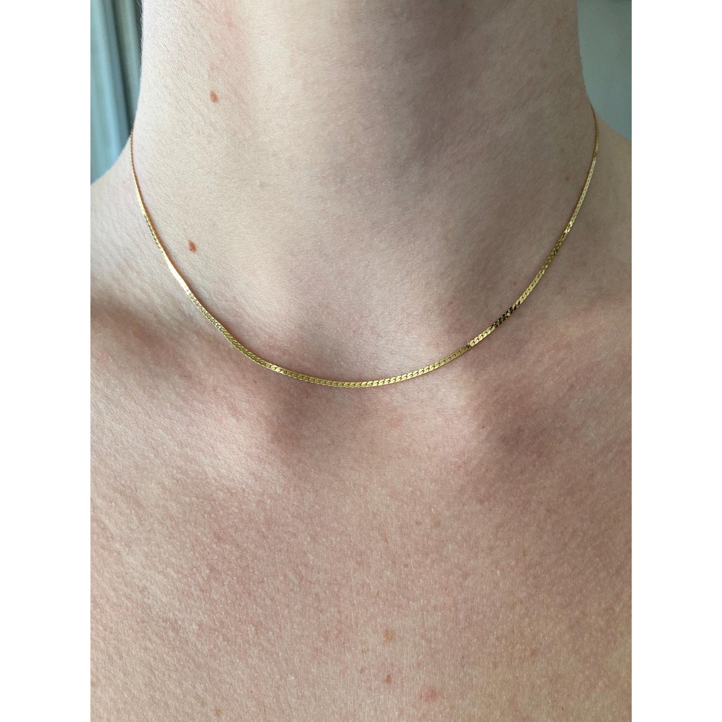 Vintage Solid 14k Yellow Gold Flat Chain - 14.75 inches