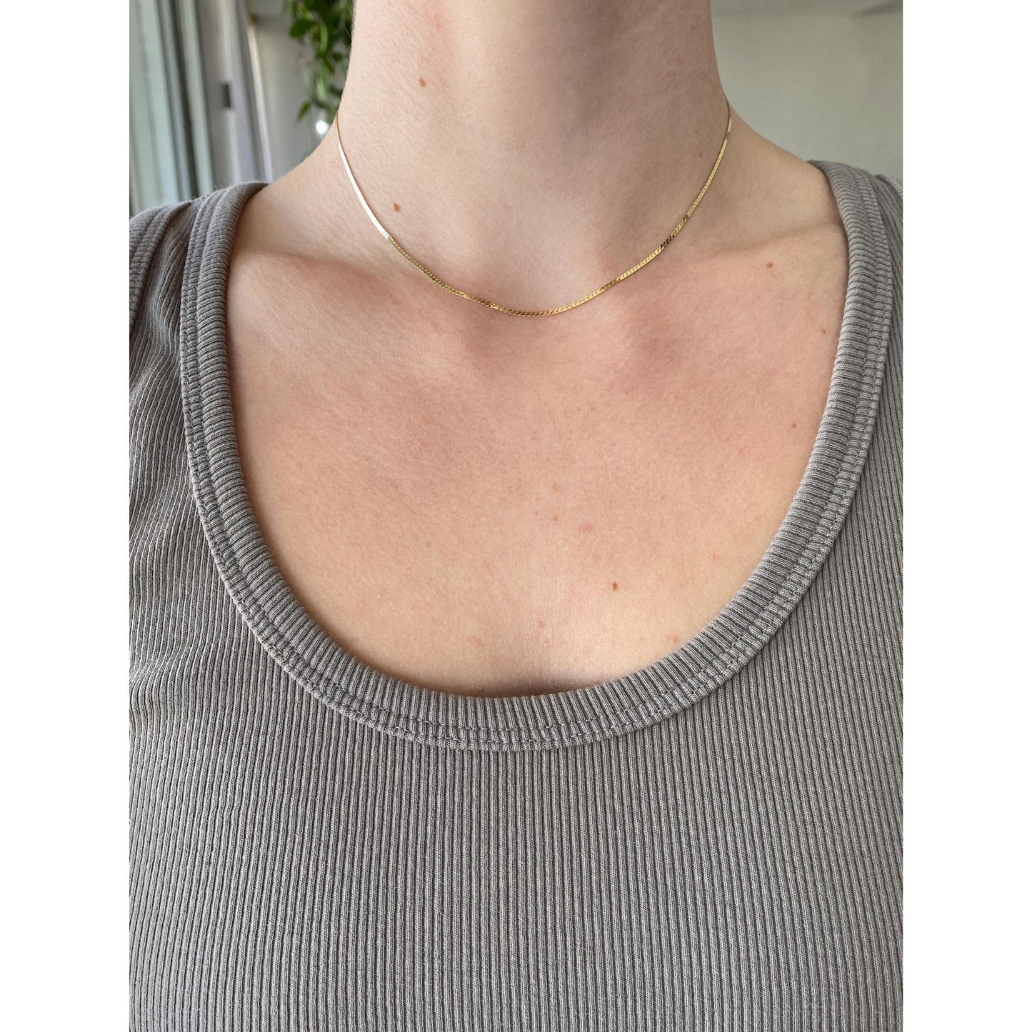 Vintage Solid 14k Yellow Gold Flat Chain - 14.75 inches