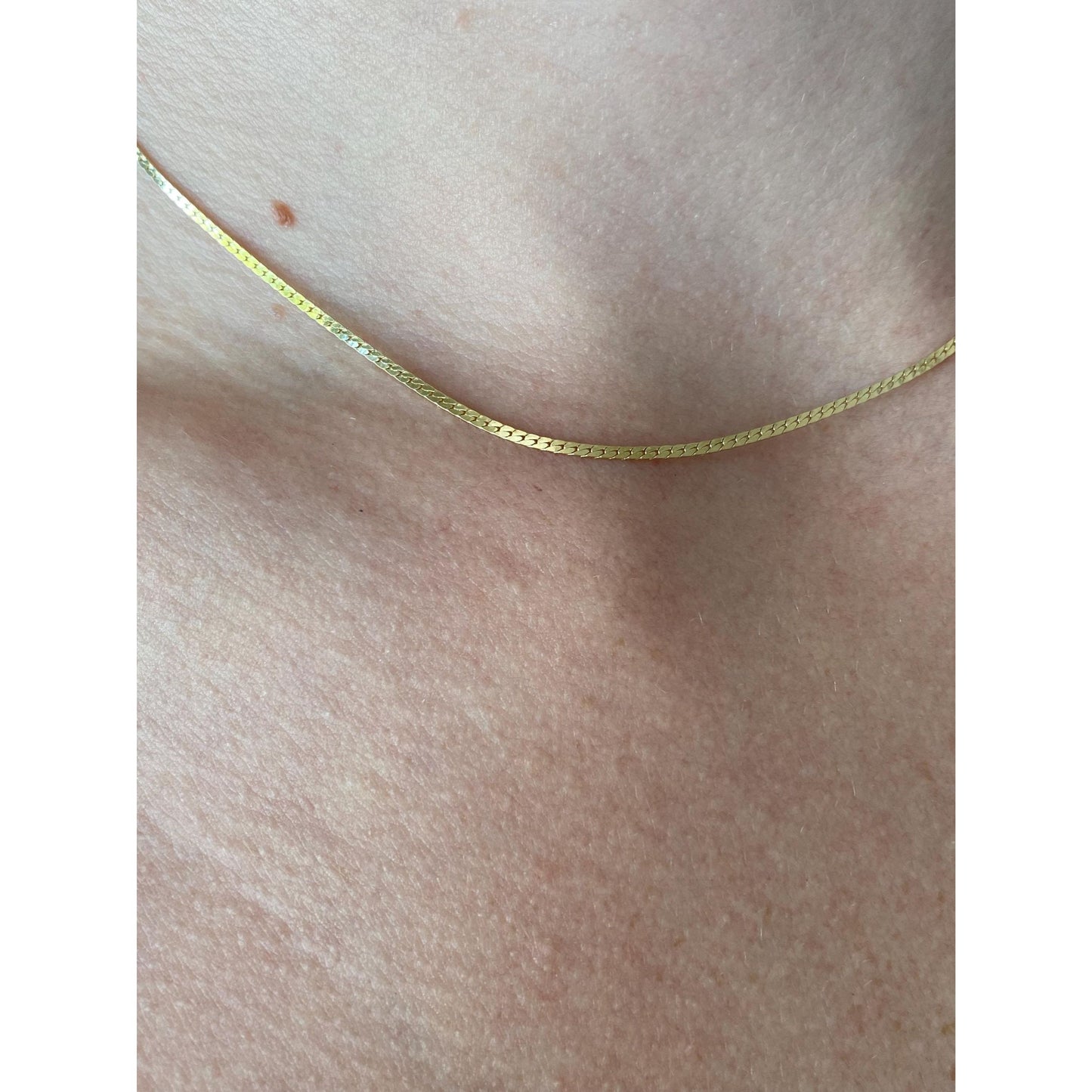 Vintage Solid 14k Yellow Gold Flat Chain - 14.75 inches