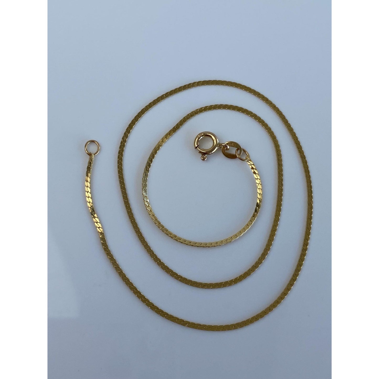 Vintage Solid 14k Yellow Gold Flat Chain - 14.75 inches