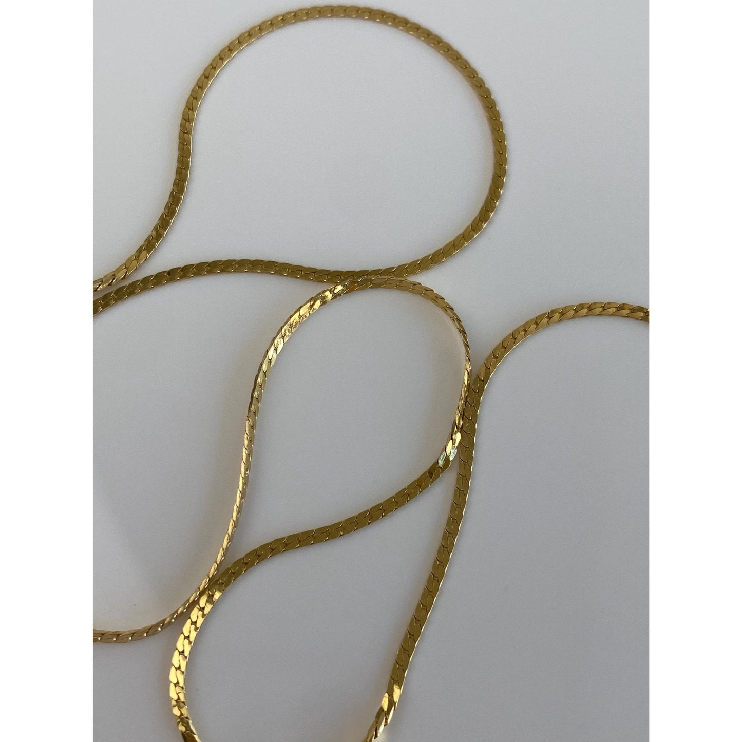 Vintage Solid 14k Yellow Gold Flat Chain - 14.75 inches