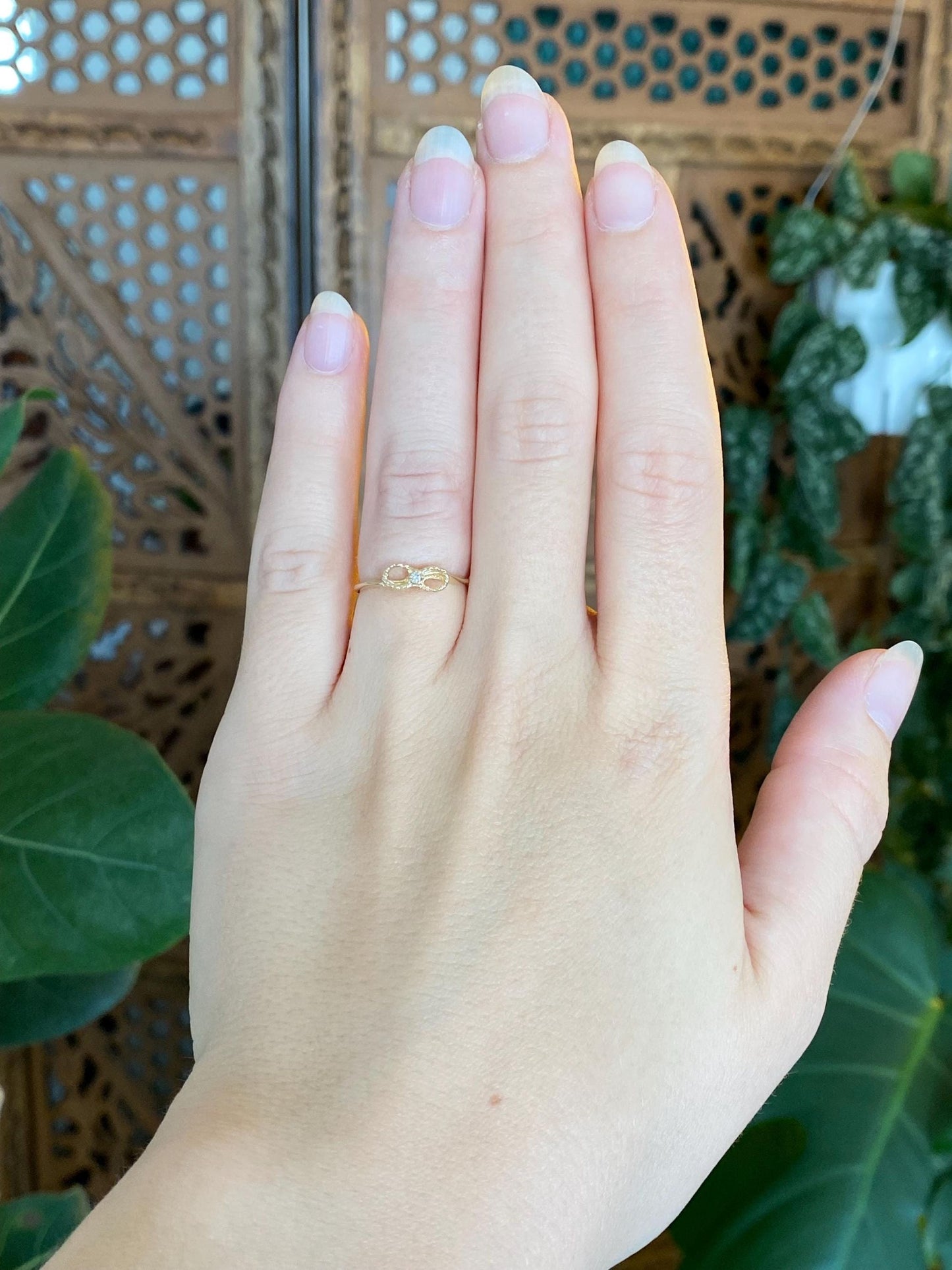Vintage Solid 12k Yellow Gold Diamond Infinity Ring - Size 5.25