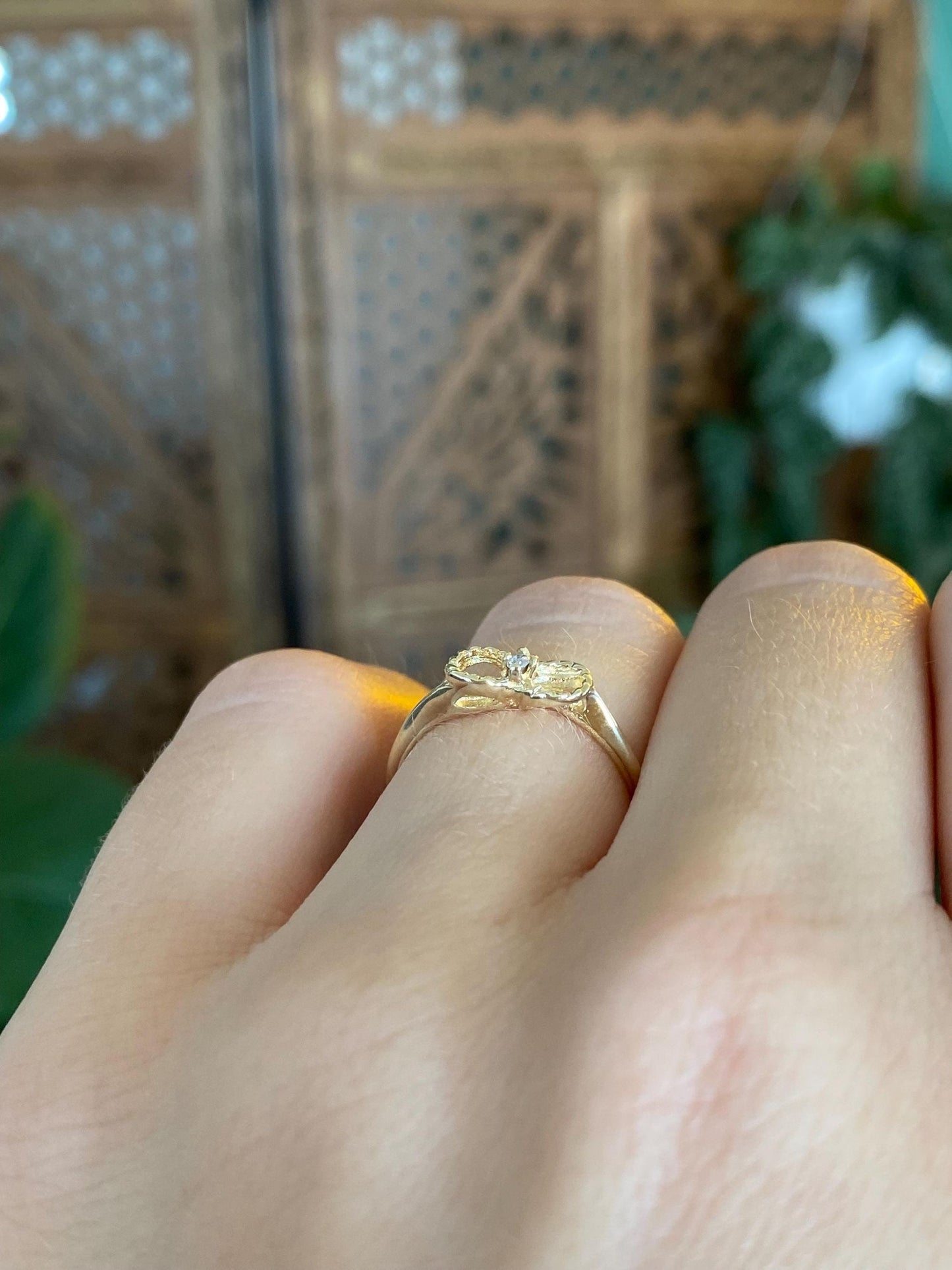 Vintage Solid 12k Yellow Gold Diamond Infinity Ring - Size 5.25