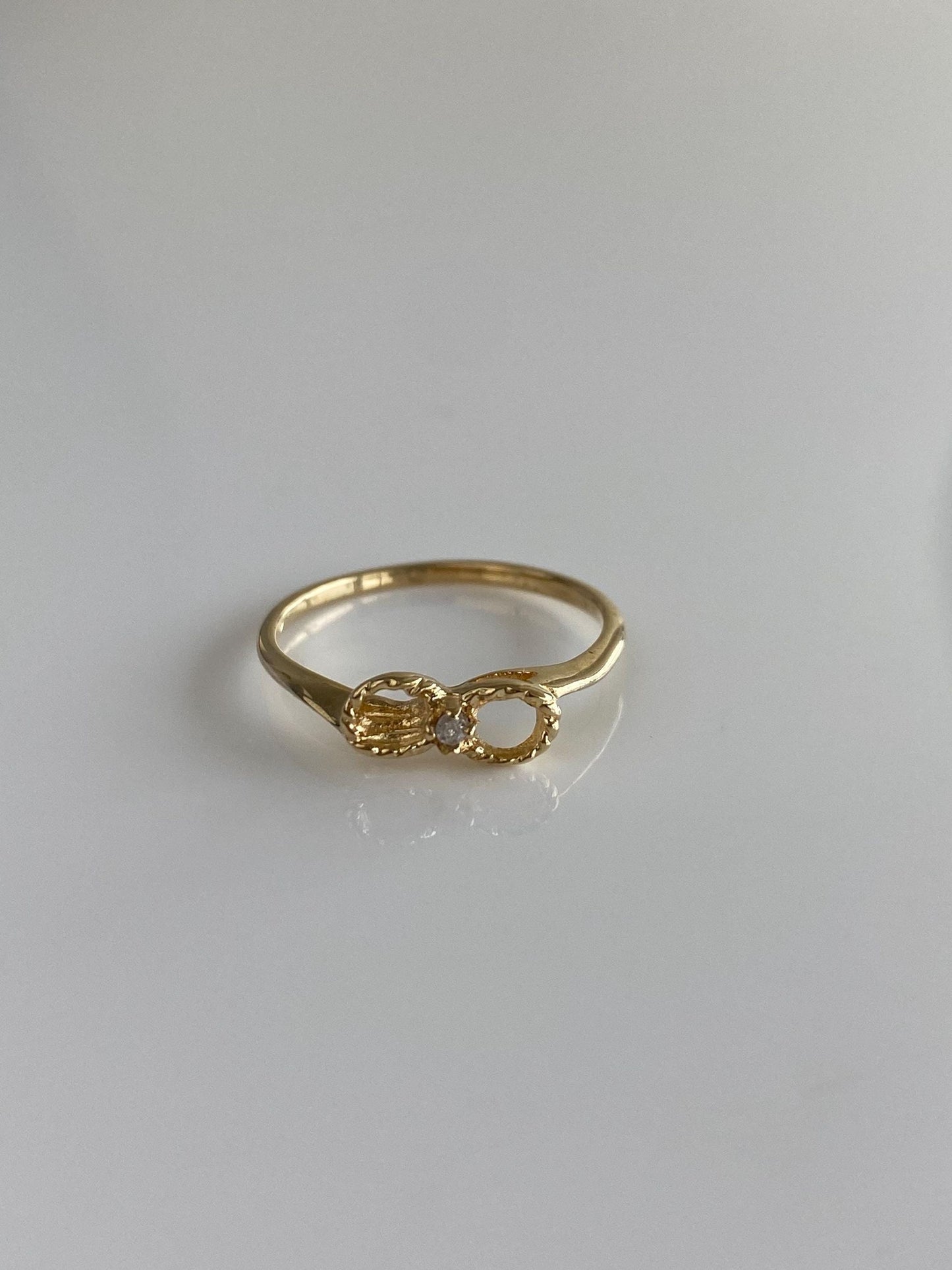 Vintage Solid 12k Yellow Gold Diamond Infinity Ring - Size 5.25