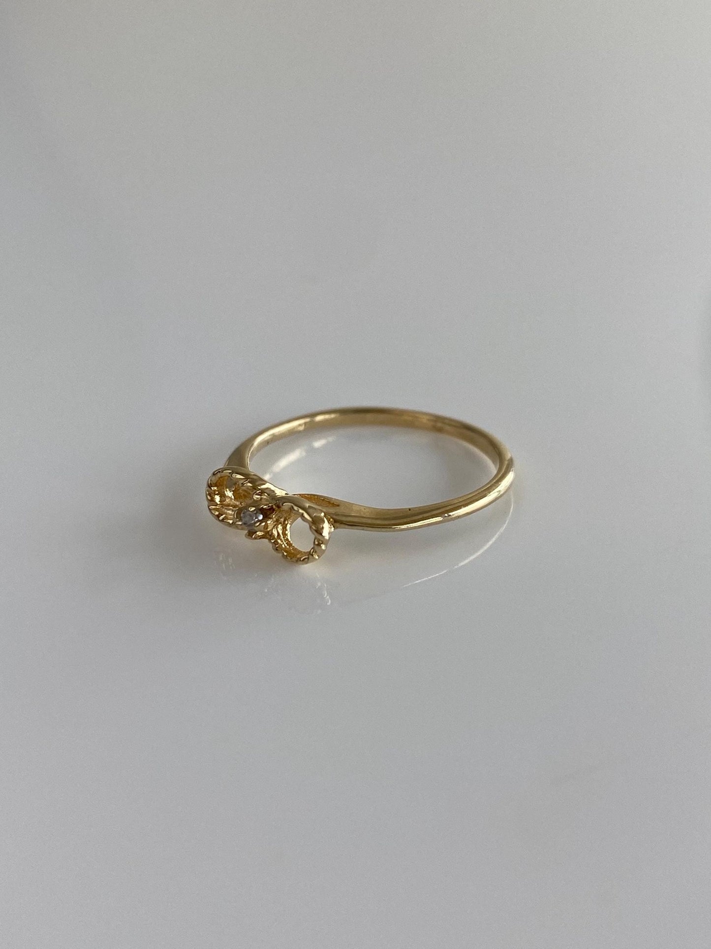 Vintage Solid 12k Yellow Gold Diamond Infinity Ring - Size 5.25