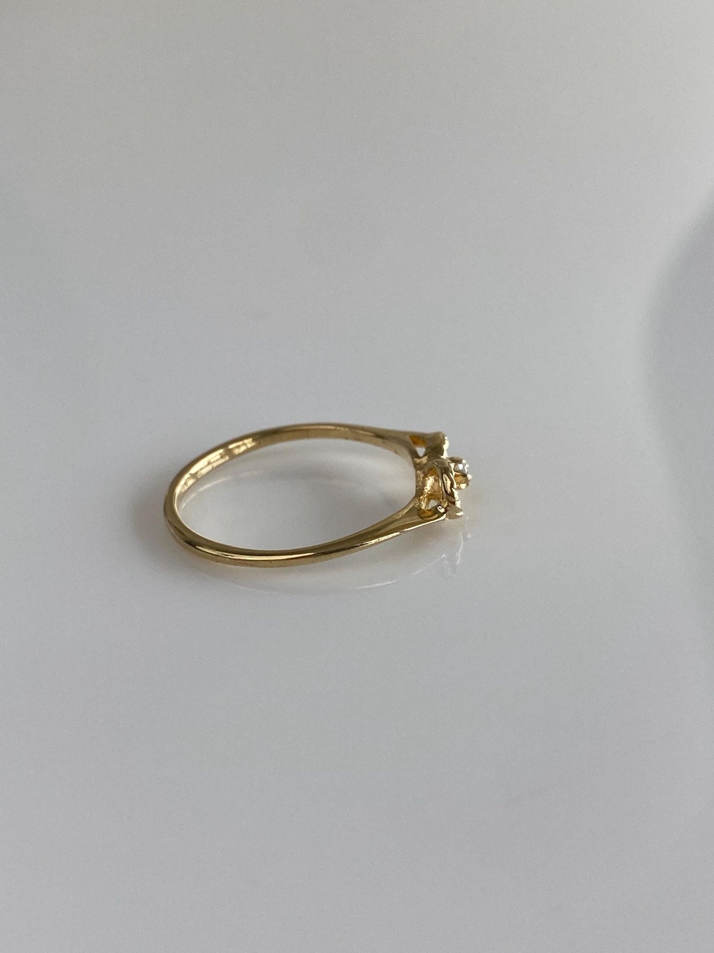 Vintage Solid 12k Yellow Gold Diamond Infinity Ring - Size 5.25
