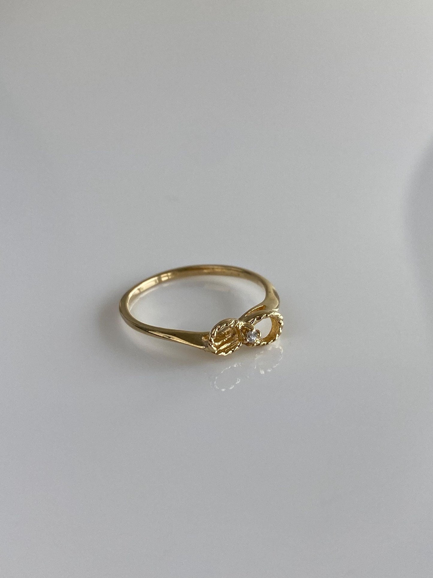 Vintage Solid 12k Yellow Gold Diamond Infinity Ring - Size 5.25