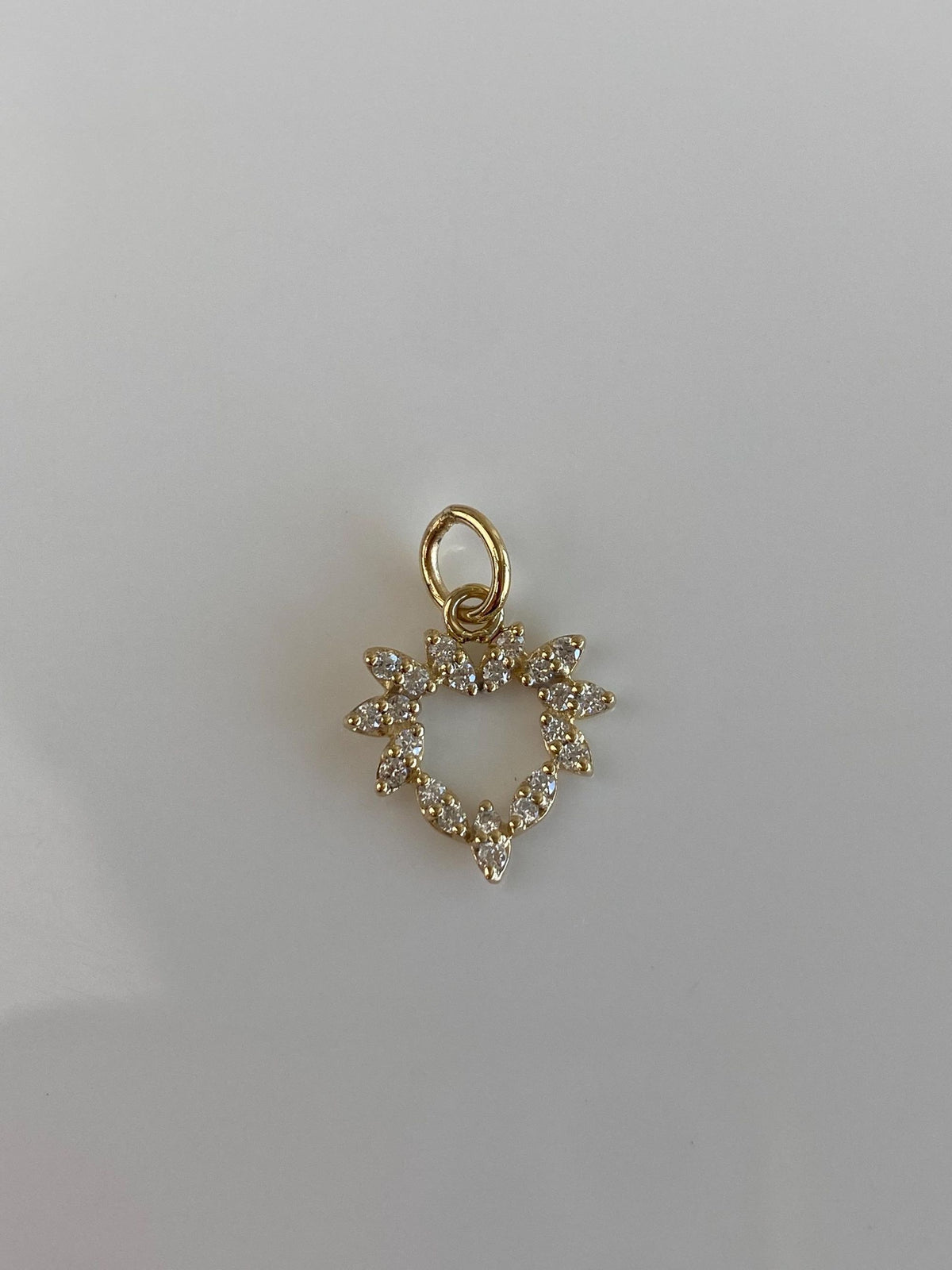 Vintage Solid 12k Yellow Gold Clear Cubic Zirconia Heart Charm