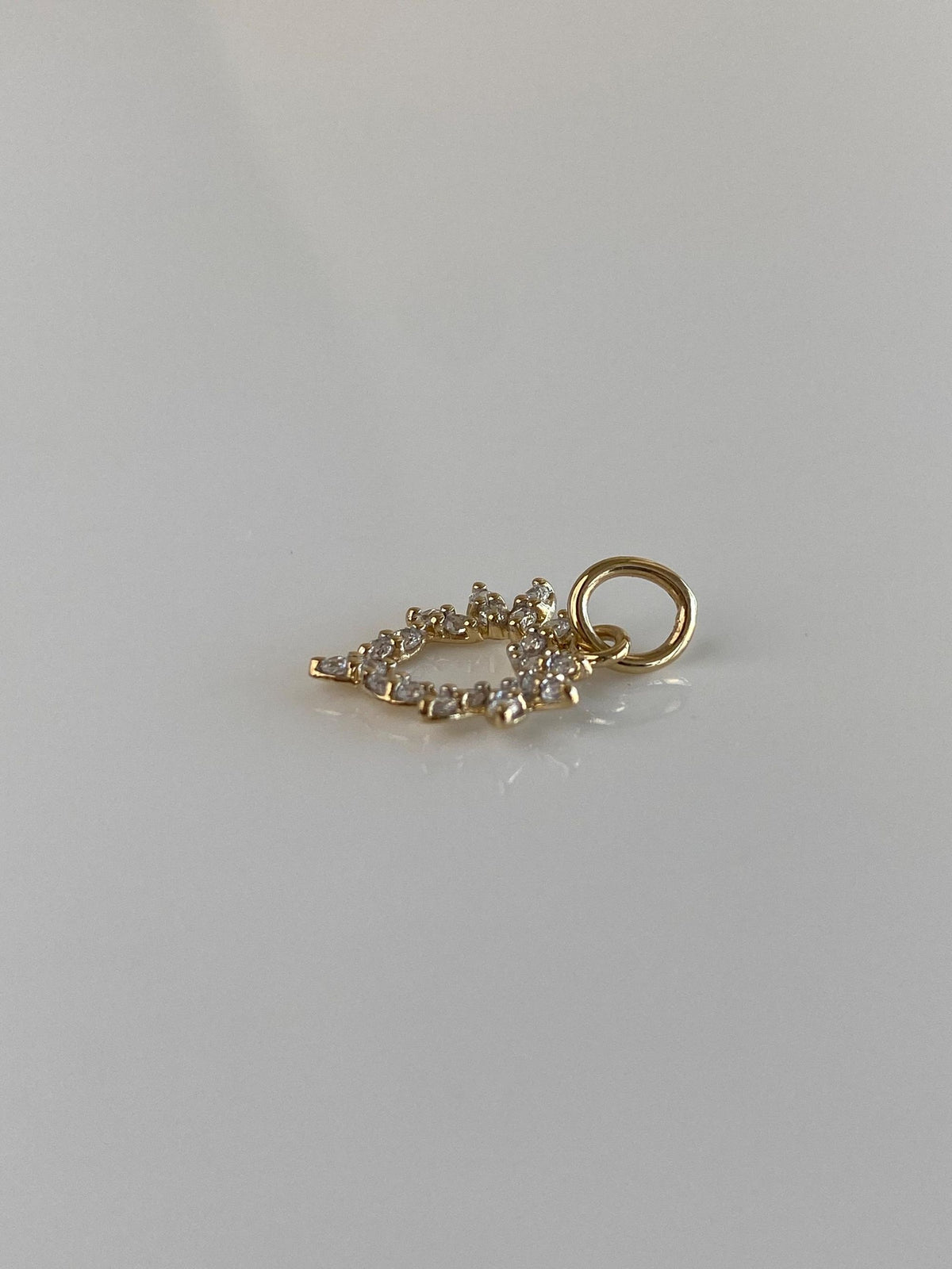 Vintage Solid 12k Yellow Gold Clear Cubic Zirconia Heart Charm