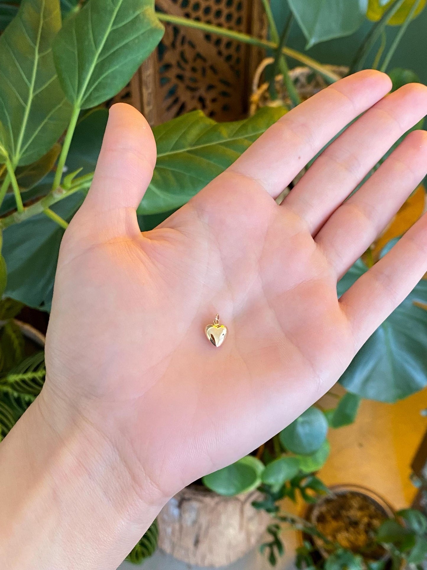 Vintage 14k Yellow Gold Puffy Heart Charm