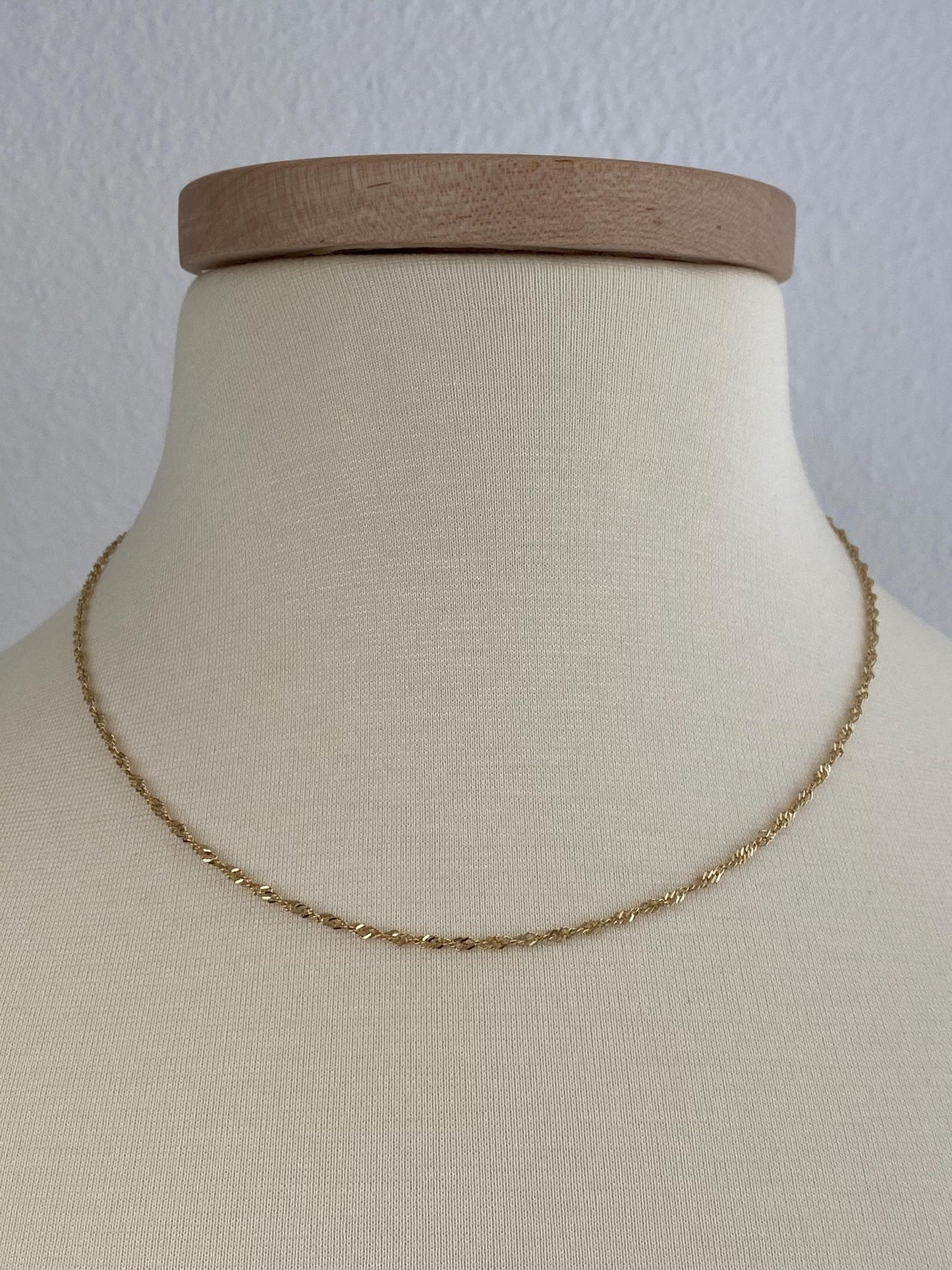 Vintage Solid 14k Yellow Gold Twist Chain Necklace - 18 inches