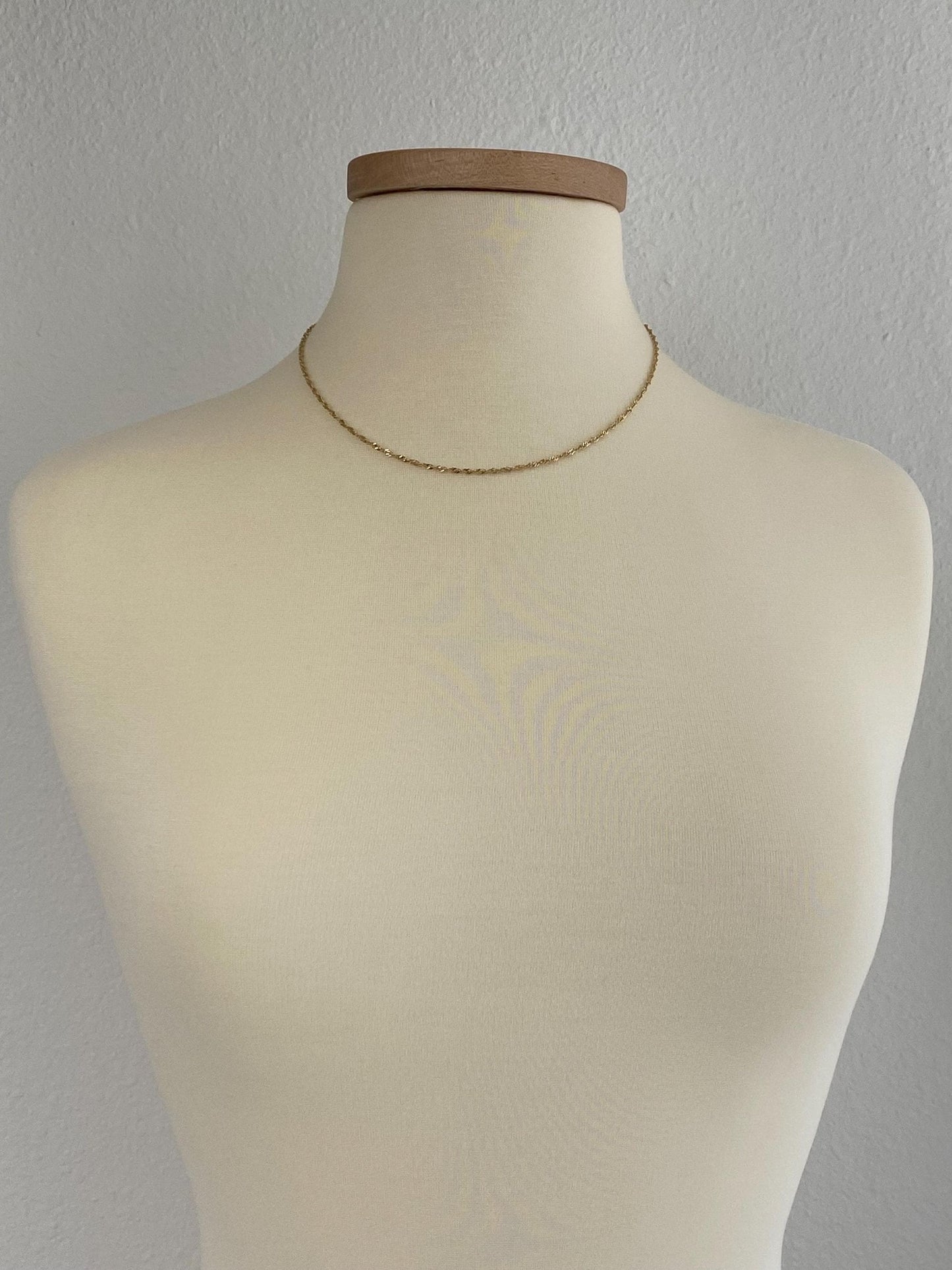 Vintage Solid 14k Yellow Gold Twist Chain Necklace - 18 inches