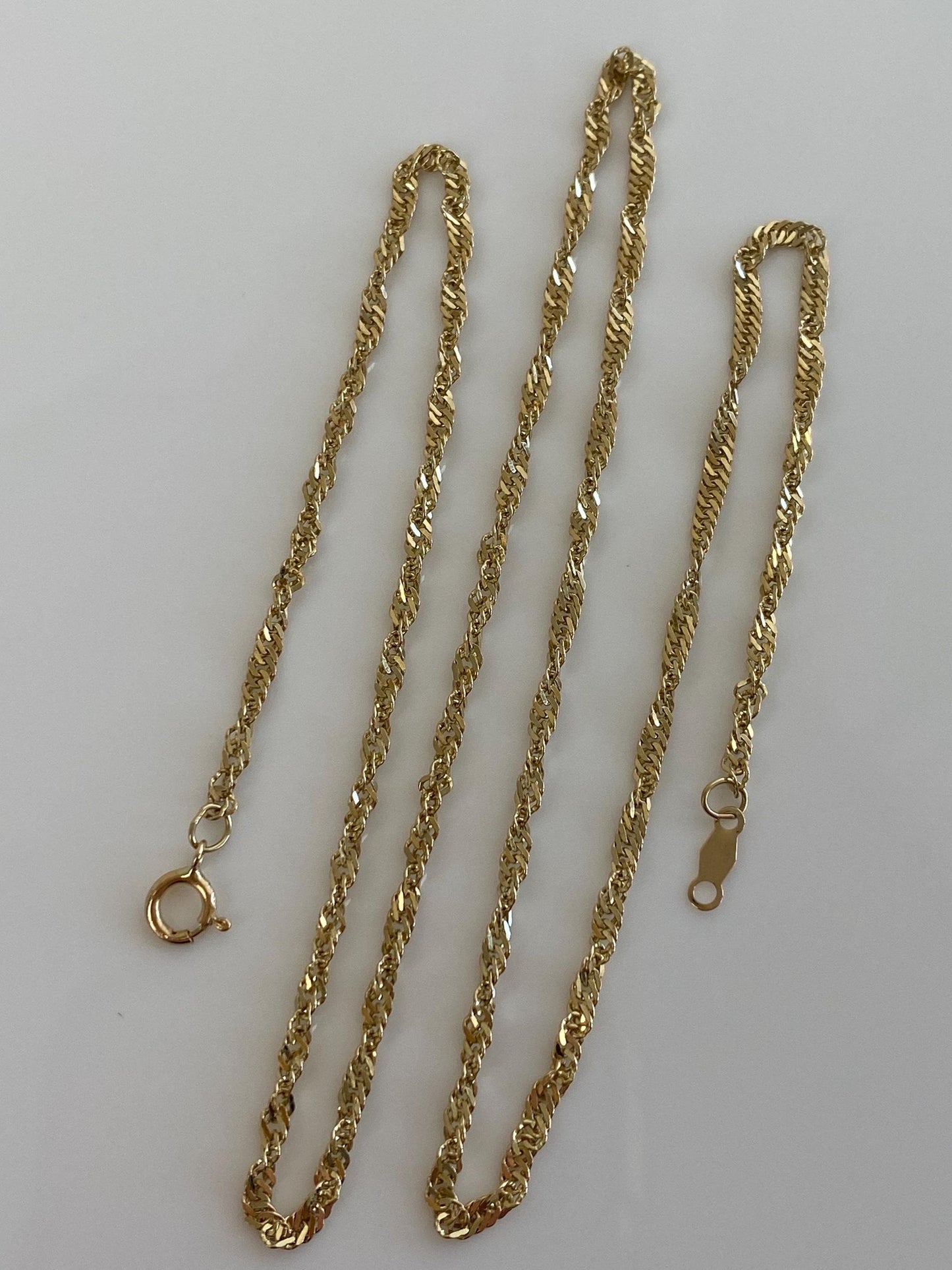 Vintage Solid 14k Yellow Gold Twist Chain Necklace - 18 inches