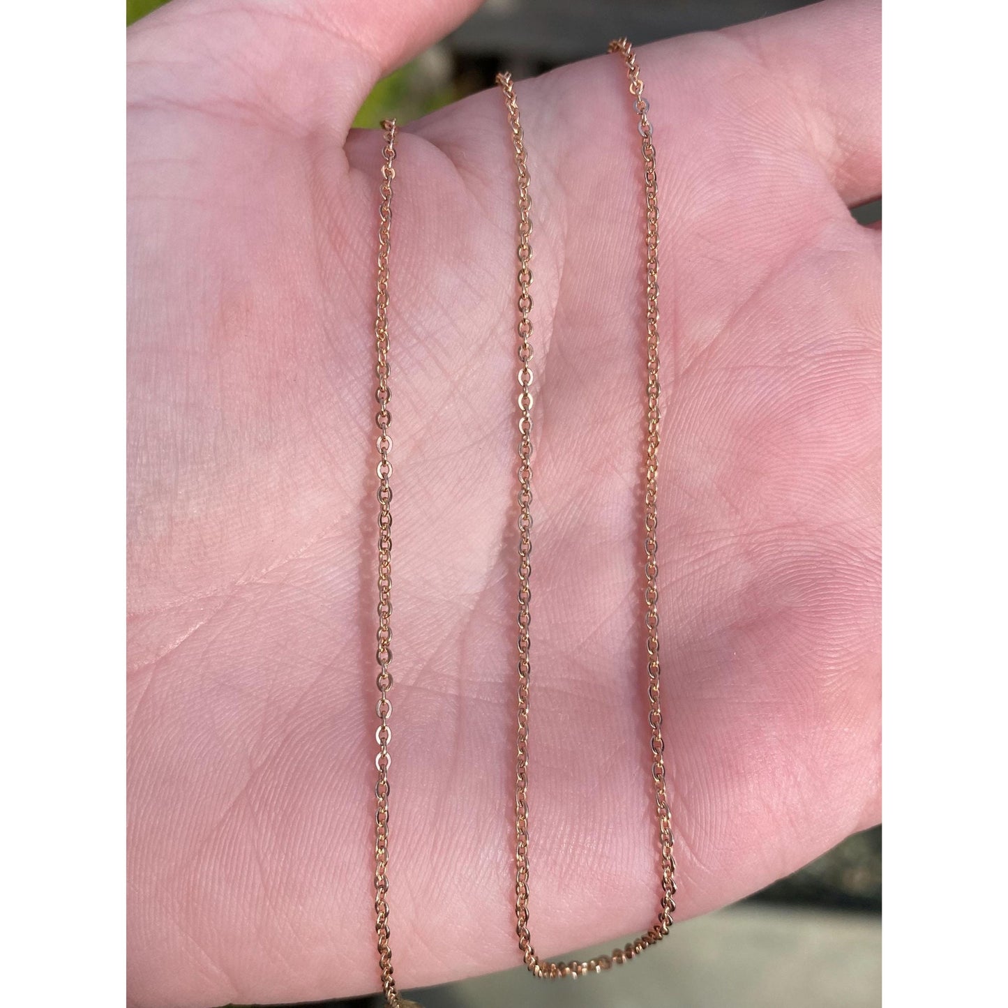 Vintage Solid 10k Rose Gold Cable Chain Necklace - 18 inches