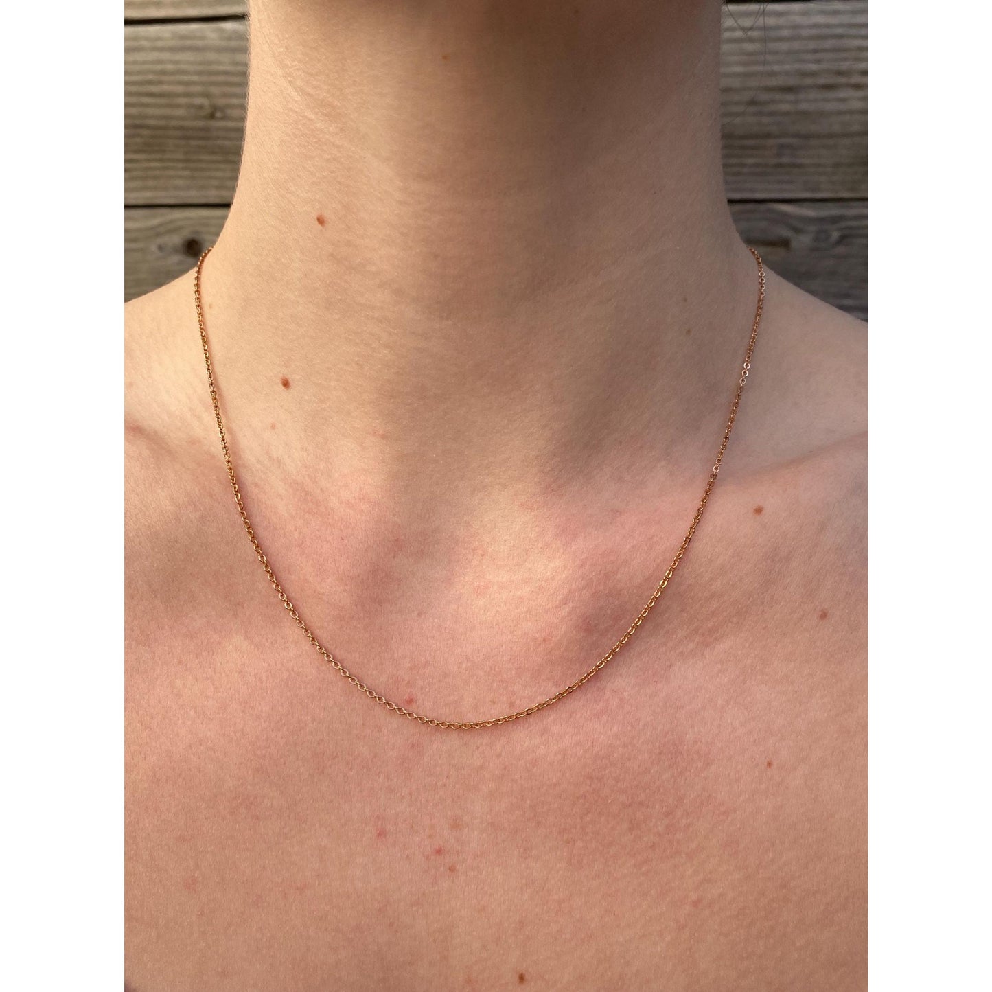 Vintage Solid 10k Rose Gold Cable Chain Necklace - 18 inches