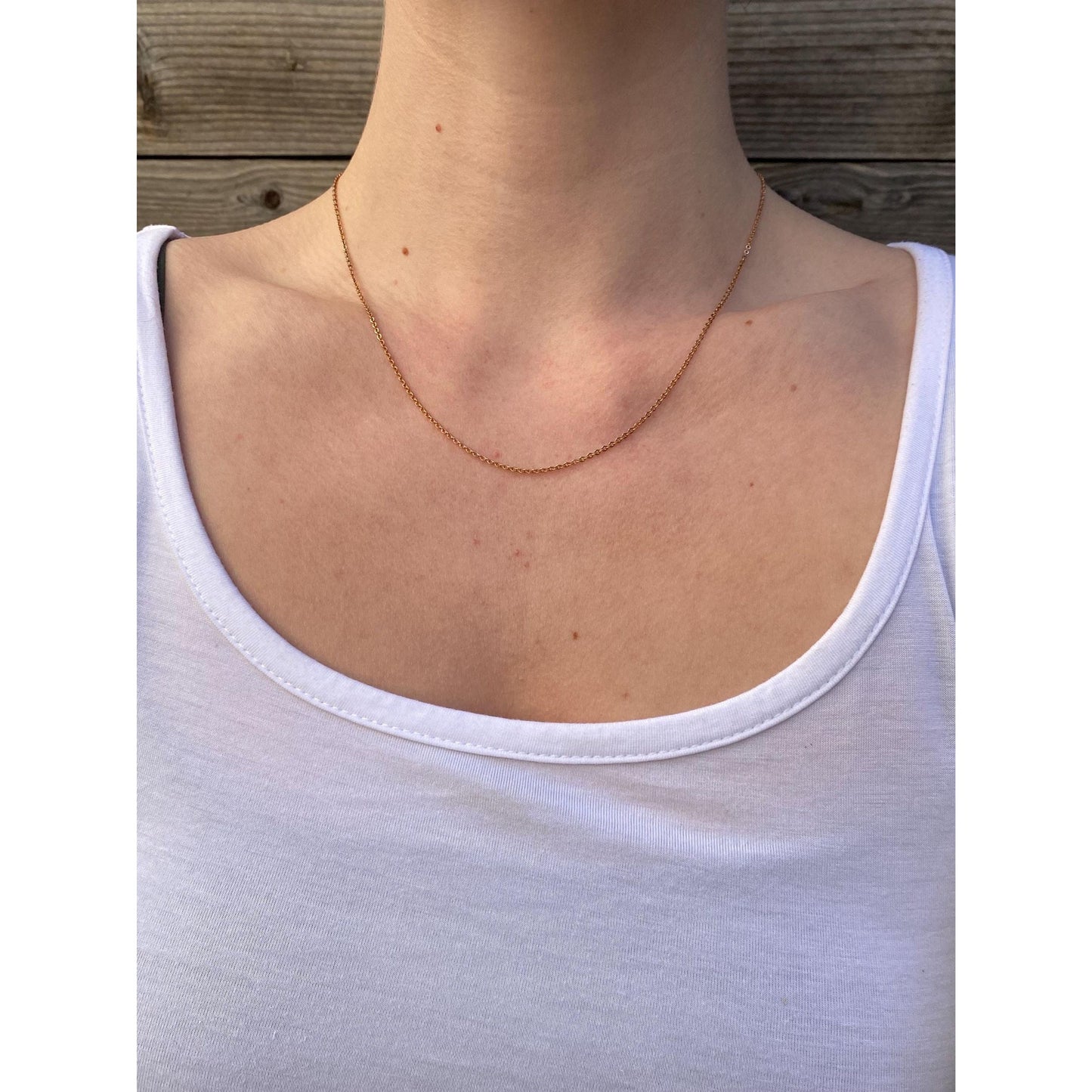 Vintage Solid 10k Rose Gold Cable Chain Necklace - 18 inches
