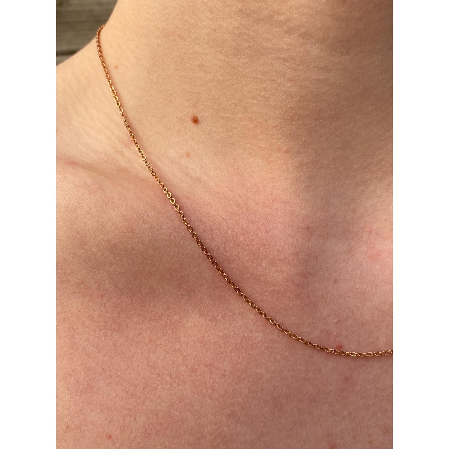 Vintage Solid 10k Rose Gold Cable Chain Necklace - 18 inches