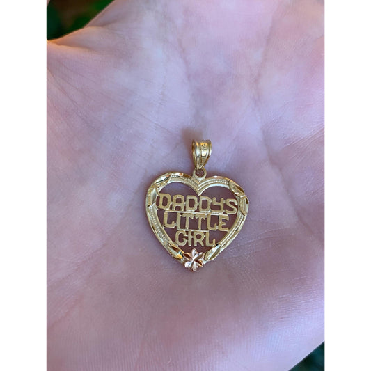 Vintage Solid 14k Yellow Gold Daddys Little Girl Heart Charm