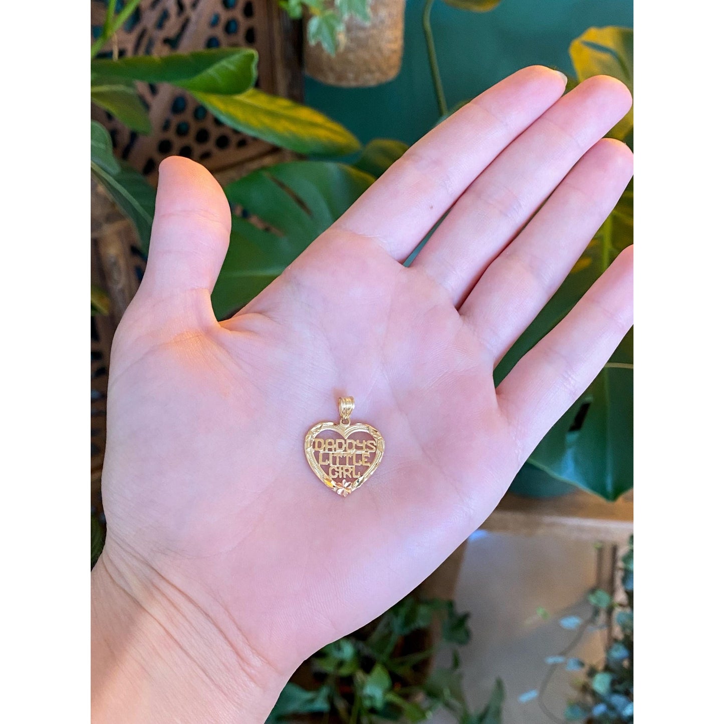 Vintage Solid 14k Yellow Gold Daddys Little Girl Heart Charm
