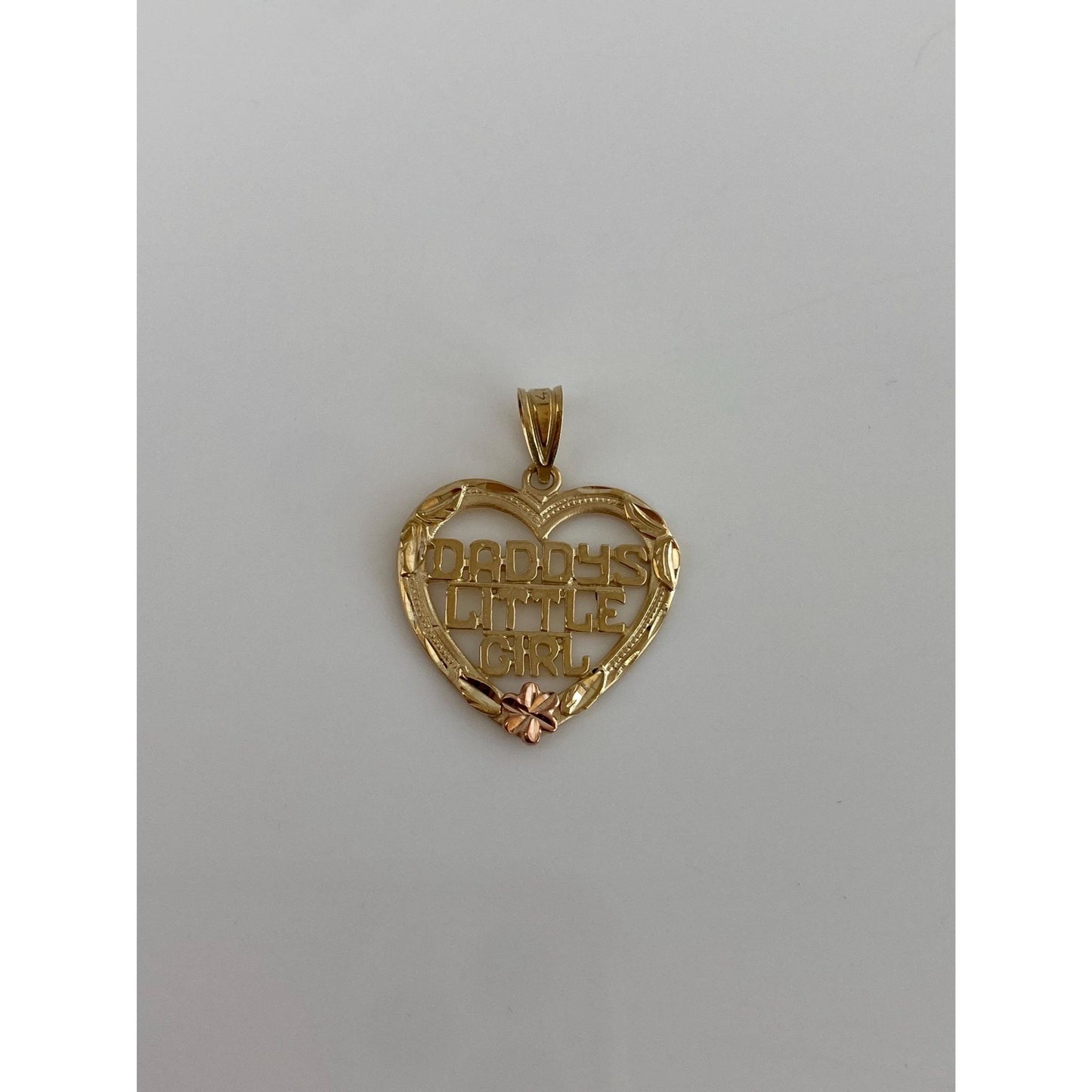 Vintage Solid 14k Yellow Gold Daddys Little Girl Heart Charm