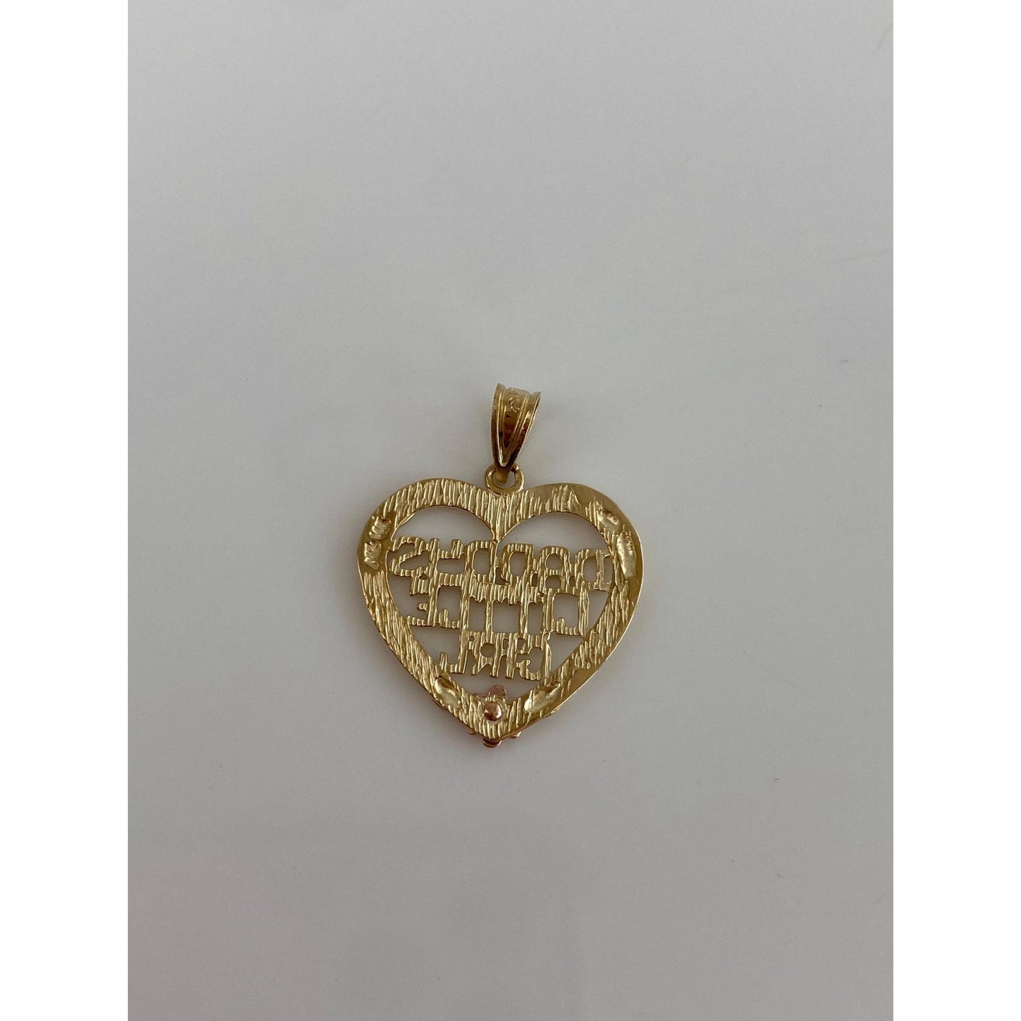 Vintage Solid 14k Yellow Gold Daddys Little Girl Heart Charm
