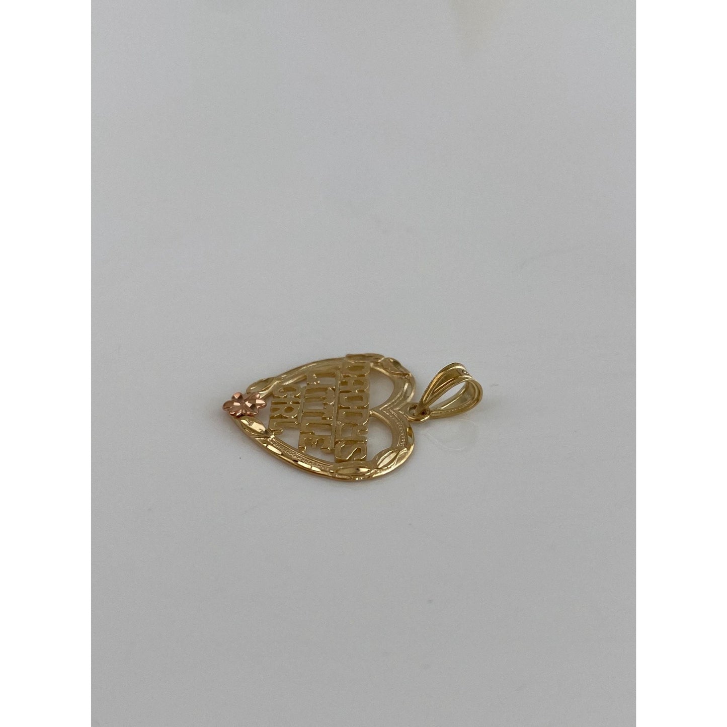 Vintage Solid 14k Yellow Gold Daddys Little Girl Heart Charm