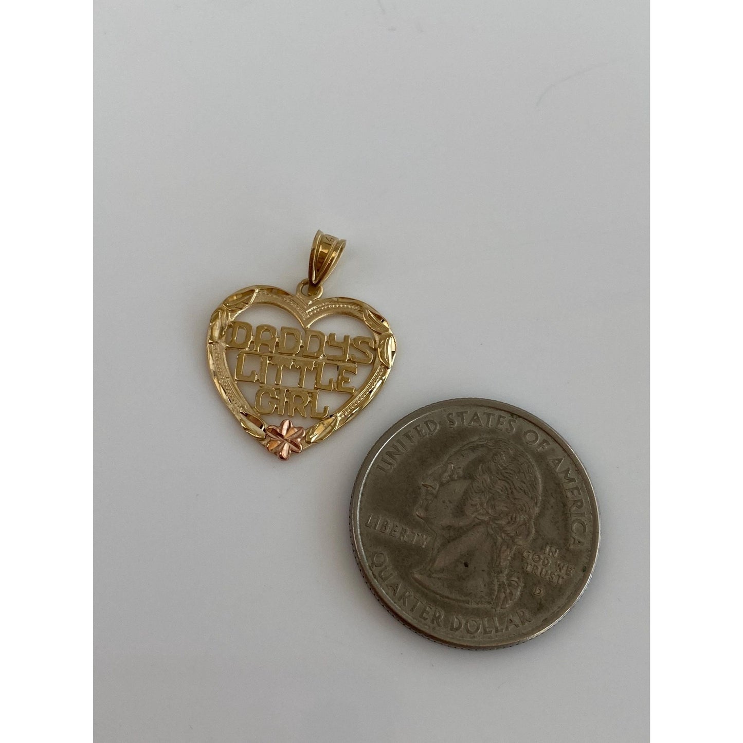 Vintage Solid 14k Yellow Gold Daddys Little Girl Heart Charm