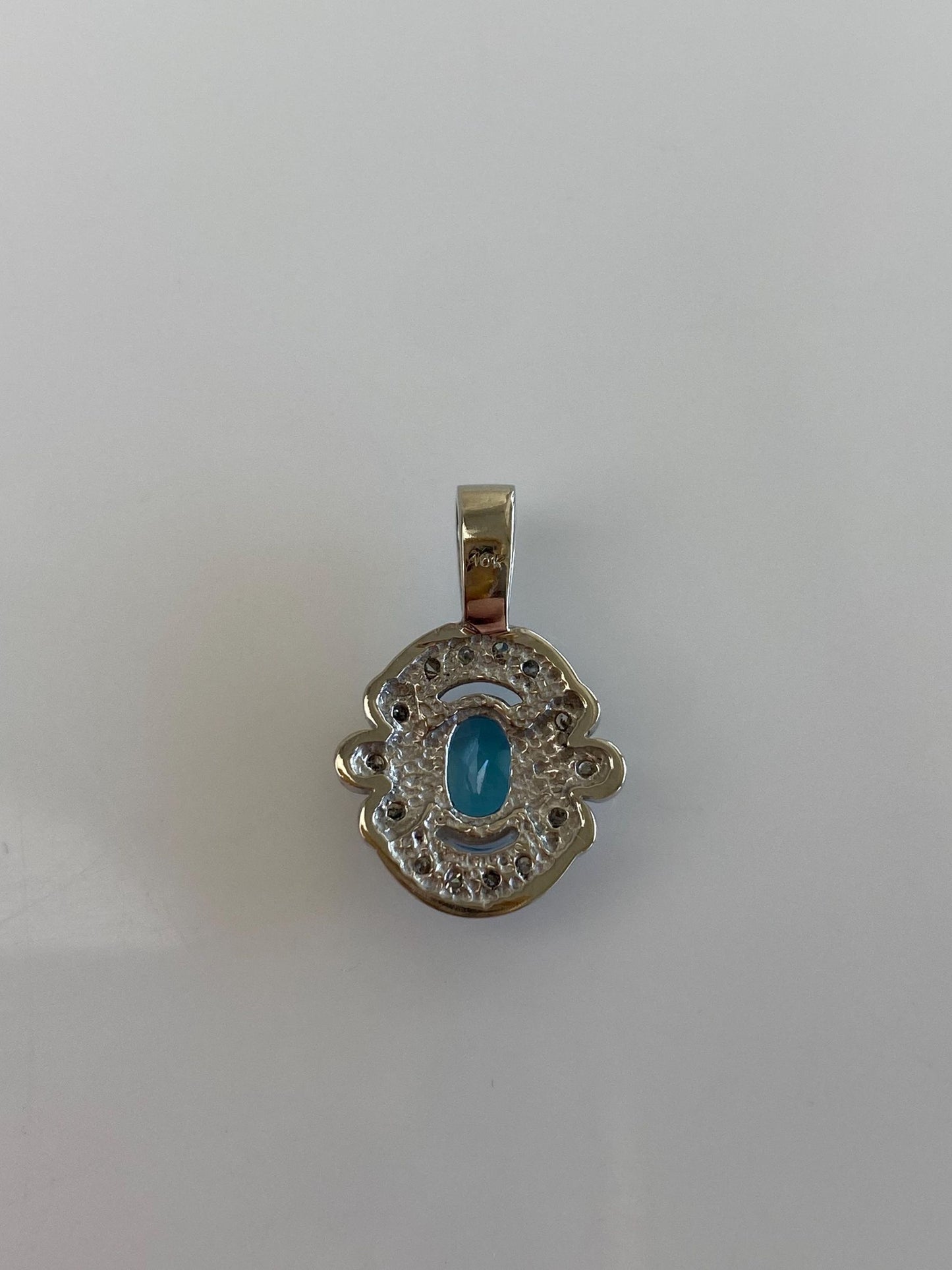 Vintage Solid 10k White Gold Diamond Topaz Charm