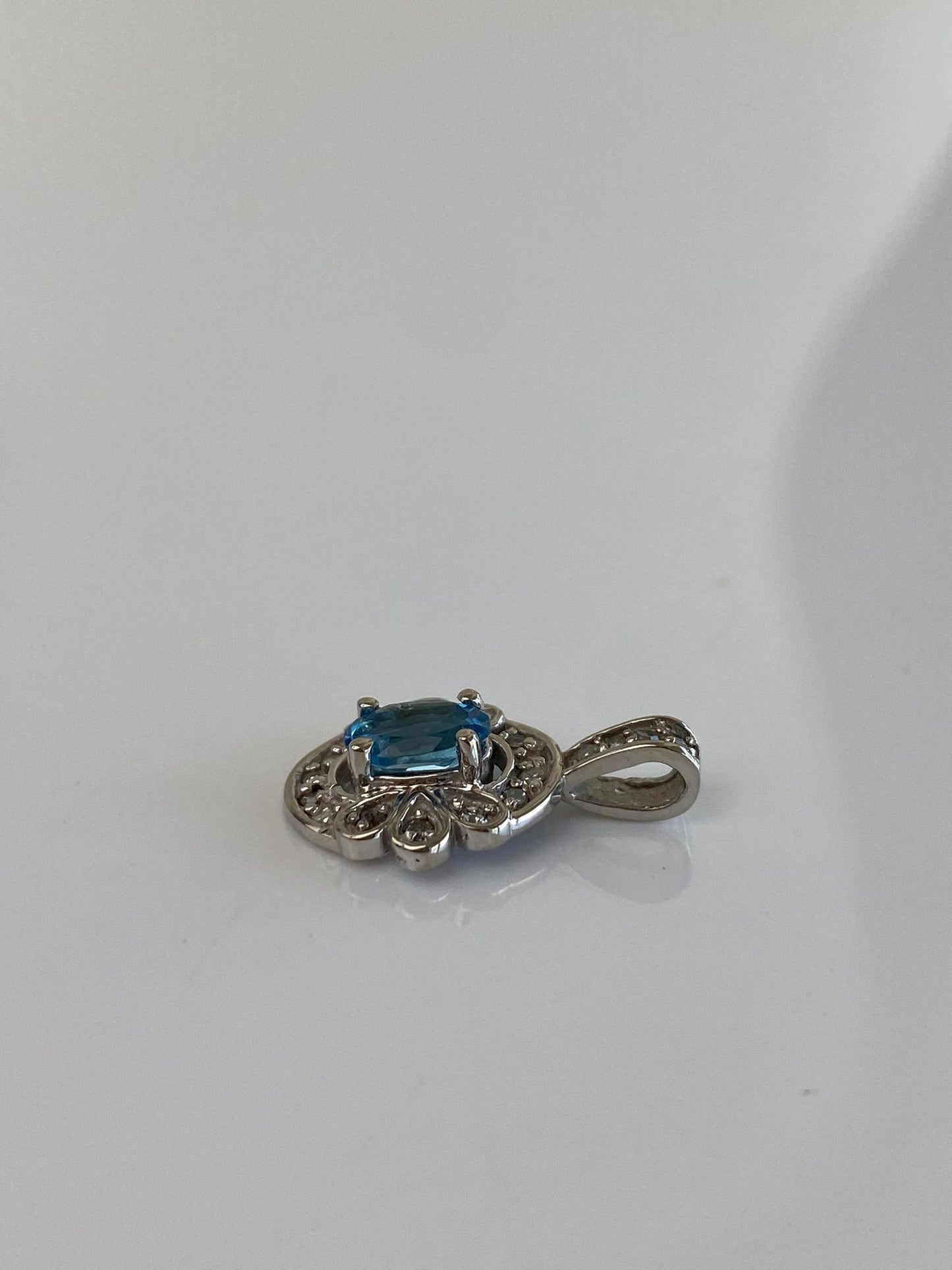 Vintage Solid 10k White Gold Diamond Topaz Charm