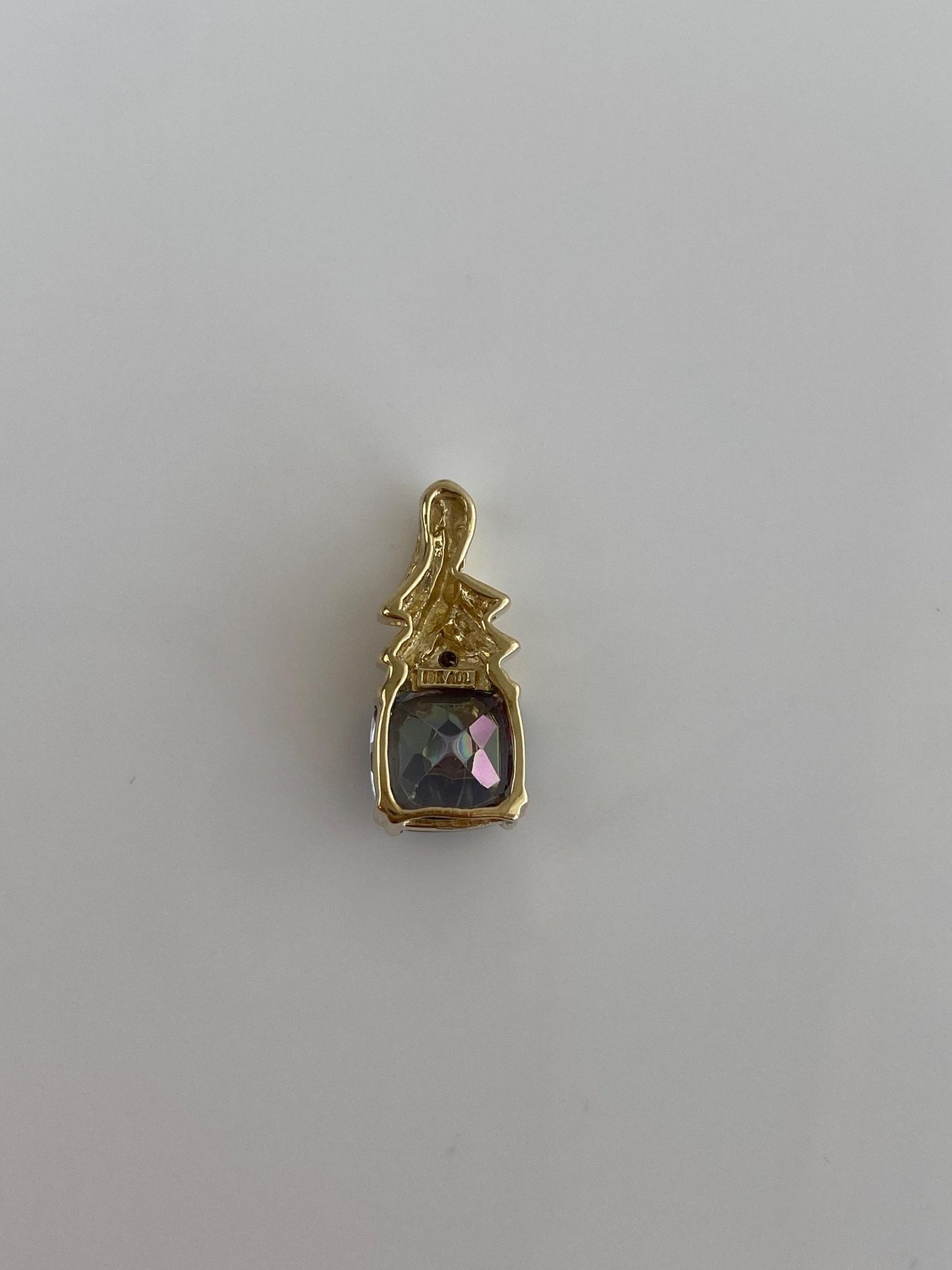 Vintage Solid 10k Yellow Gold Diamond Mystic Topaz Charm
