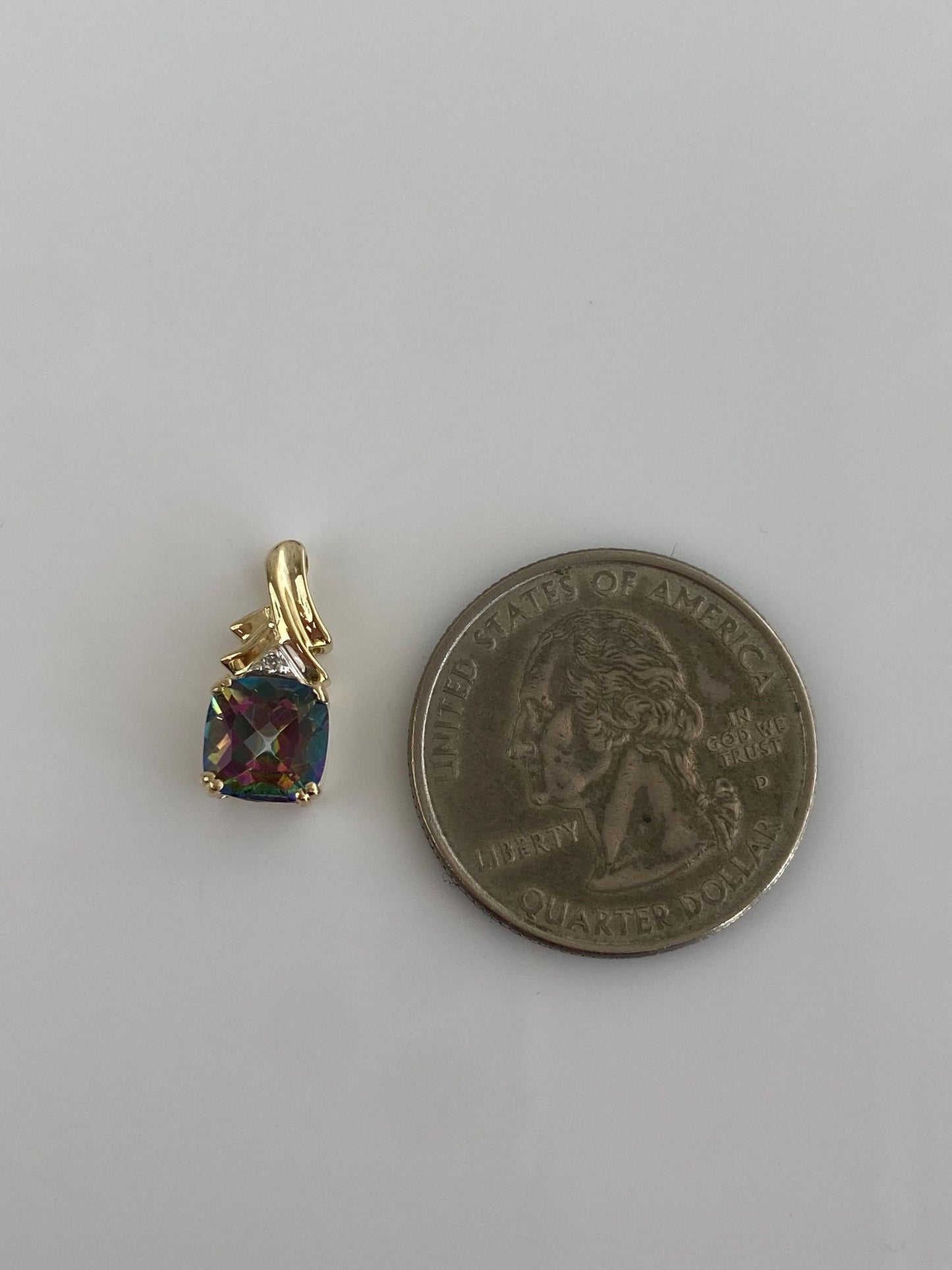 Vintage Solid 10k Yellow Gold Diamond Mystic Topaz Charm