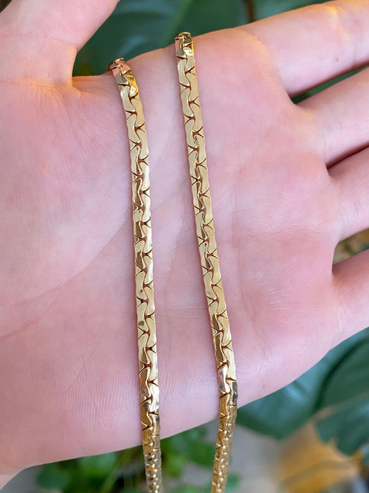Vintage 14k Yellow Gold Chunky C Link Chain Necklace - 18 inches