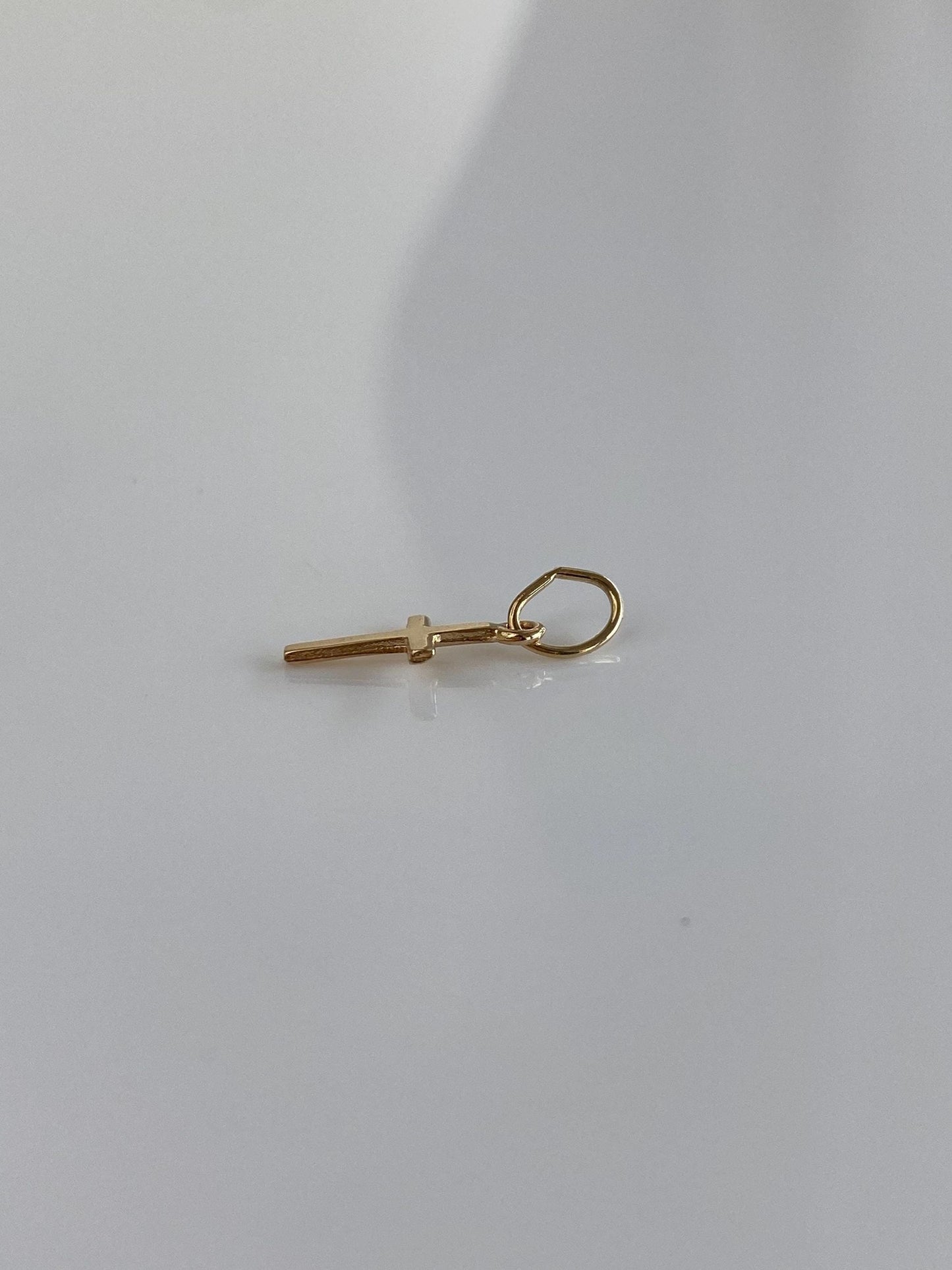 Vintage Solid 14k Yellow Gold Tiny Cross Charm