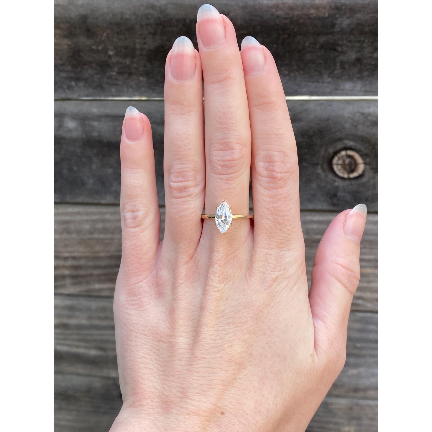 Solid 10k Yellow Gold Clear Cubic Zirconia Marquis Shape Ring - Size 8.75