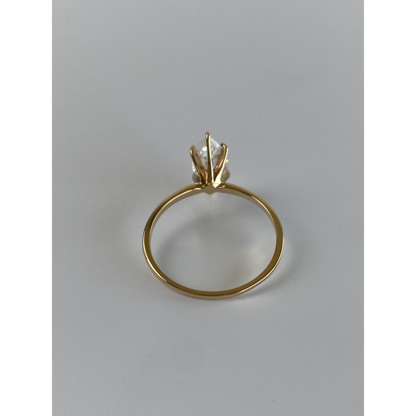 Solid 10k Yellow Gold Clear Cubic Zirconia Marquis Shape Ring - Size 8.75