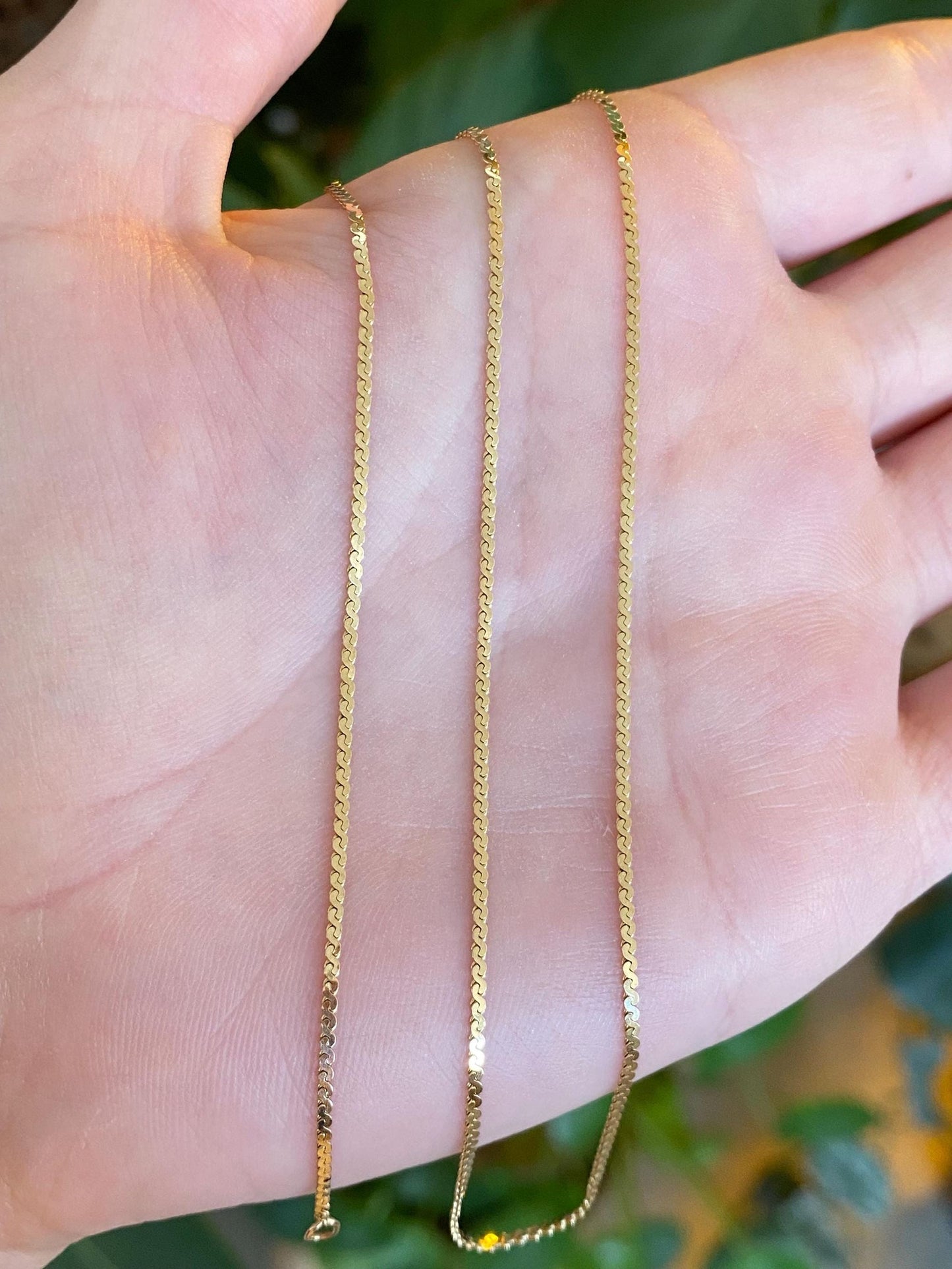 Vintage Solid 14k Yellow Gold Serpentine Chain Necklace - 18.25 inches
