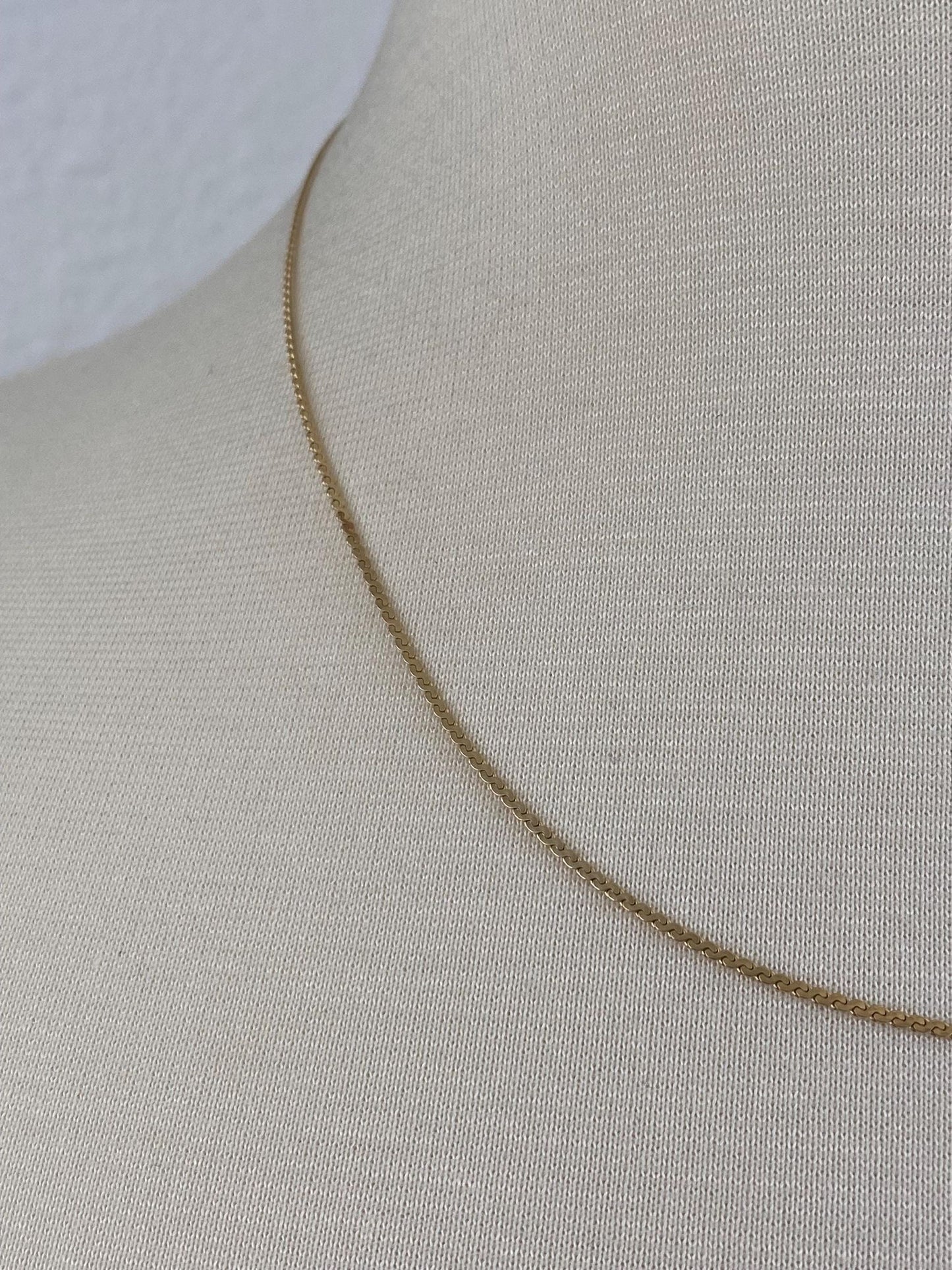 Vintage Solid 14k Yellow Gold Serpentine Chain Necklace - 18.25 inches