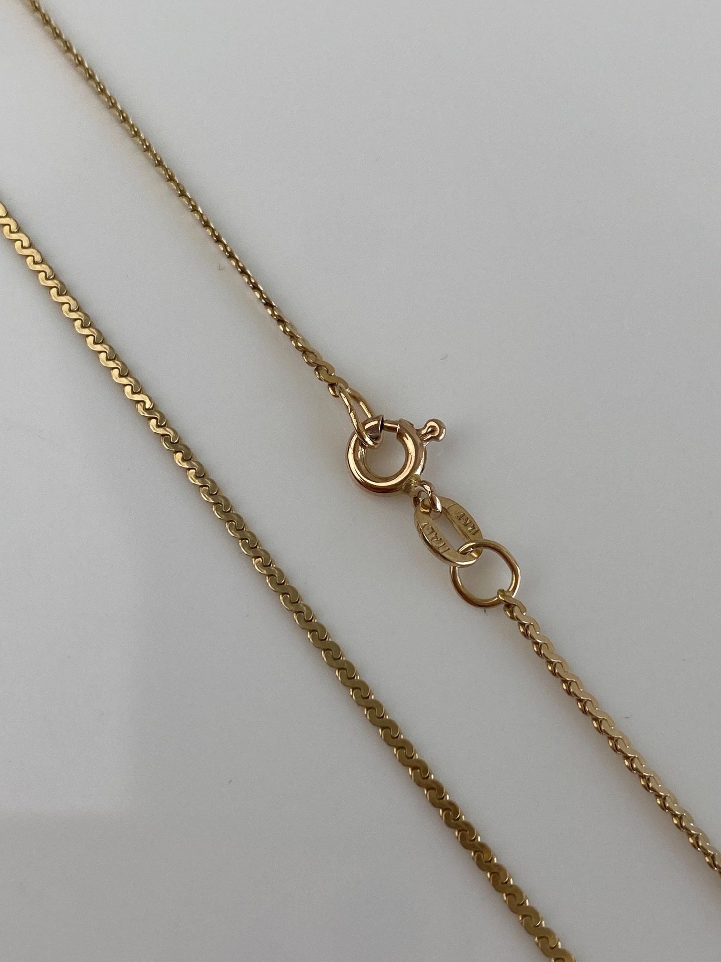 Vintage Solid 14k Yellow Gold Serpentine Chain Necklace - 18.25 inches