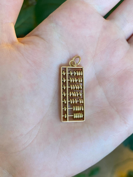 Vintage Solid 14k Yellow Gold Fidget Abacus Charm