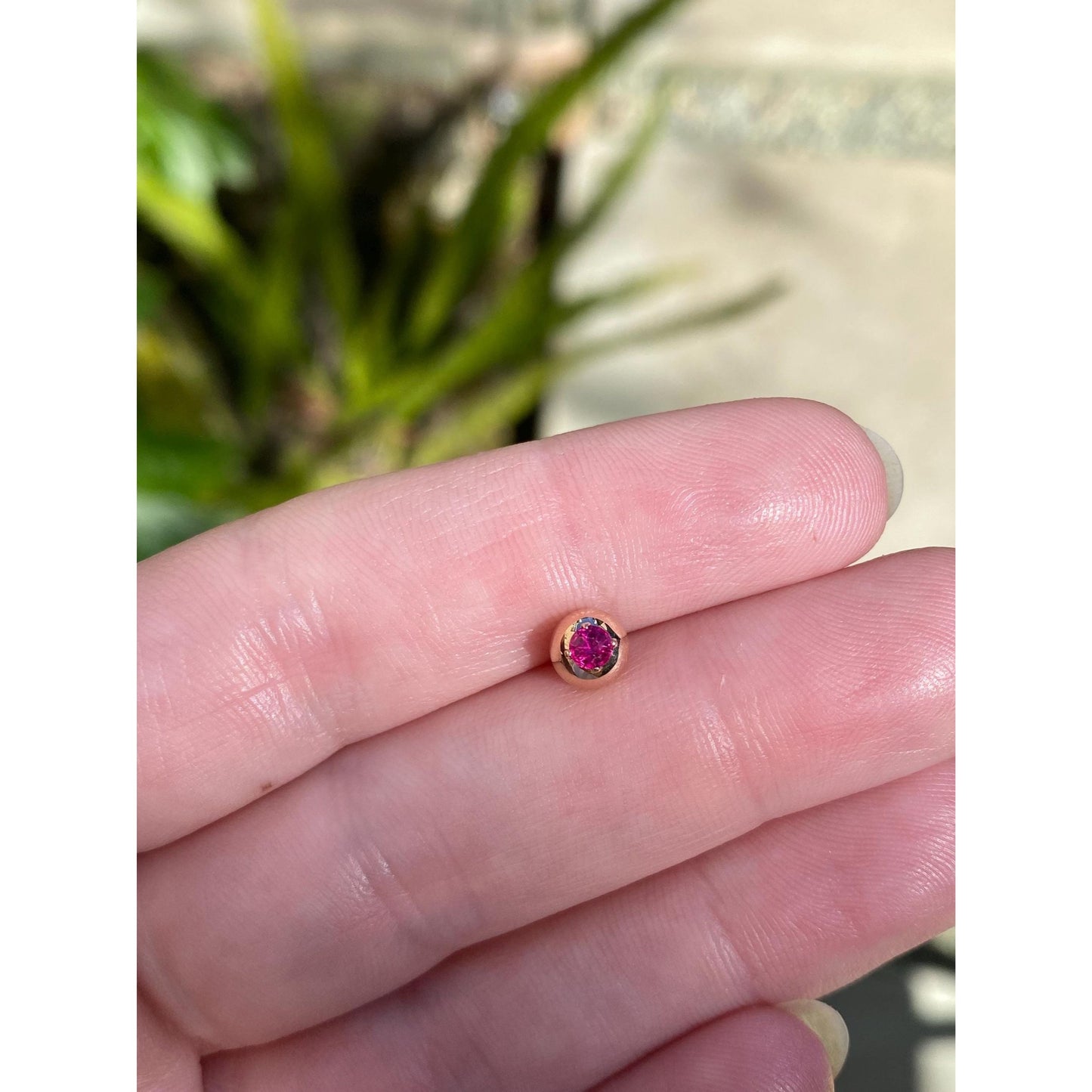 Vintage 14k Yellow Gold Pink Spinel Gold Ball Single Stud Earring