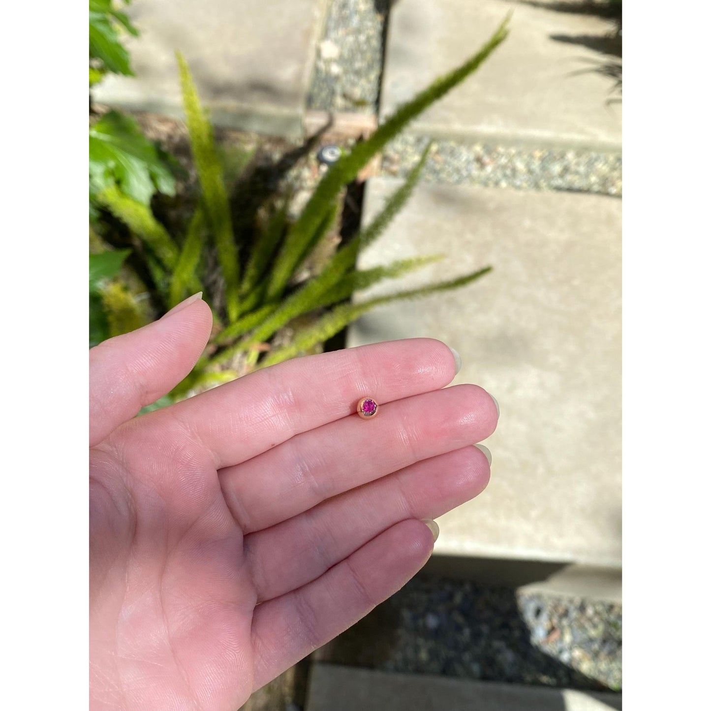 Vintage 14k Yellow Gold Pink Spinel Gold Ball Single Stud Earring