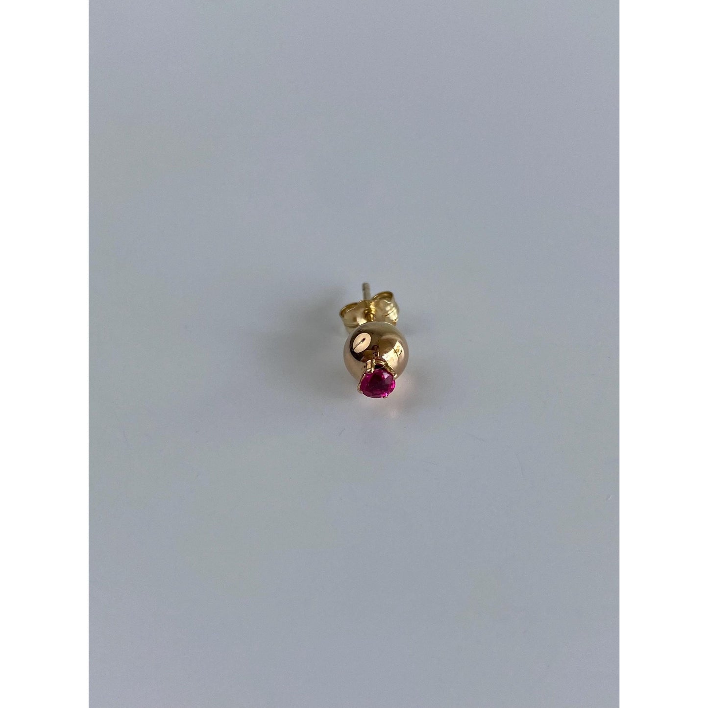 Vintage 14k Yellow Gold Pink Spinel Gold Ball Single Stud Earring