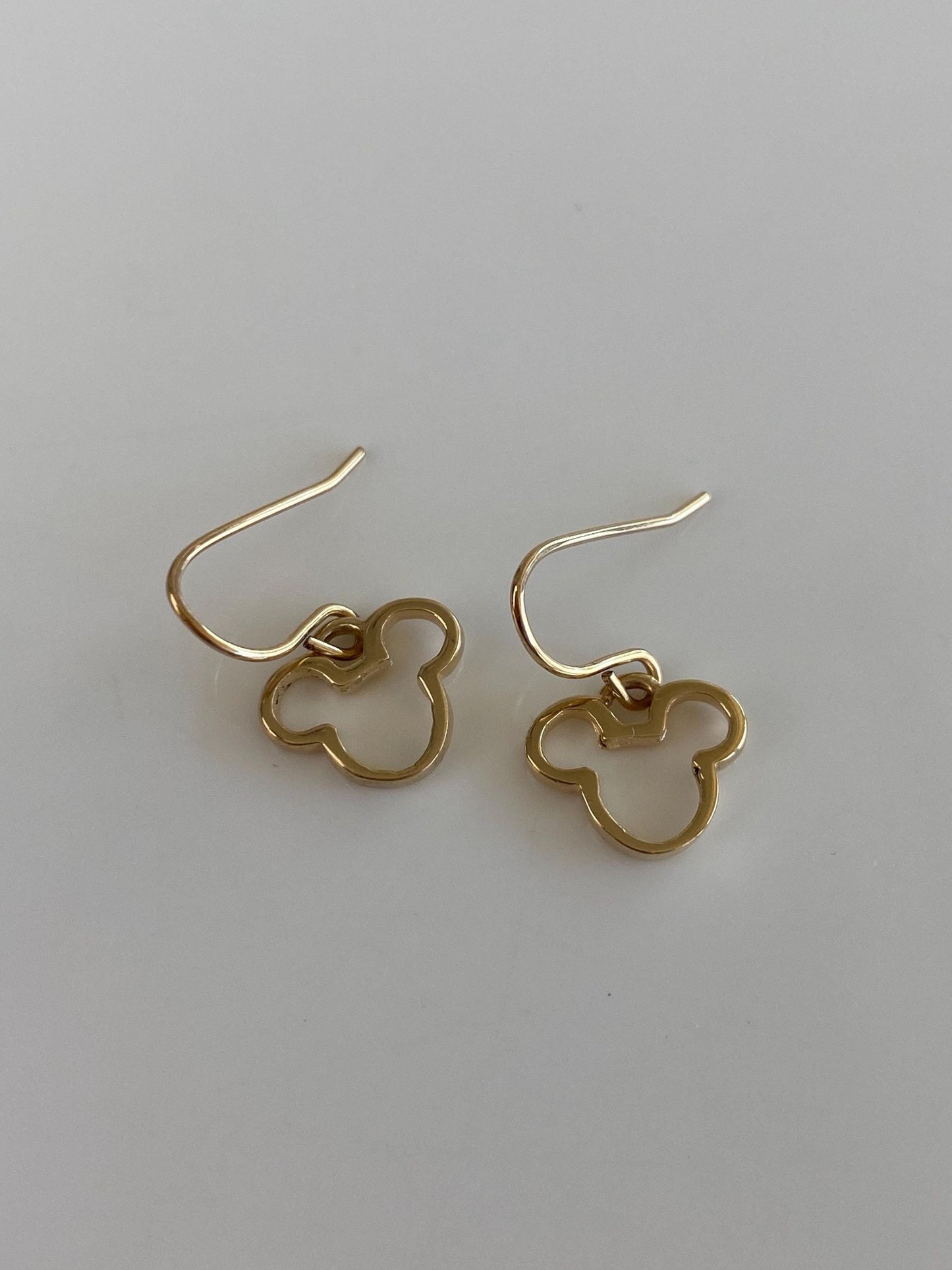 Vintage Solid 14k Yellow Gold Mickey Mouse Ears Dangle Earrings