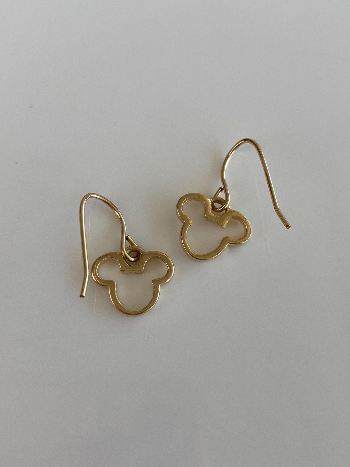 Vintage Solid 14k Yellow Gold Mickey Mouse Ears Dangle Earrings