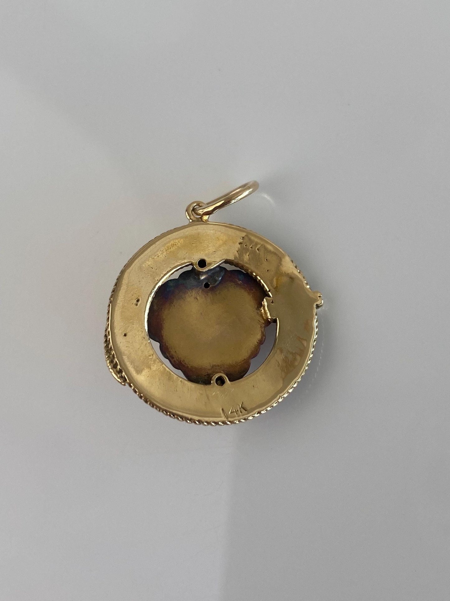 Vintage Solid 14k Yellow Gold Pink Sapphire Griffin Charm