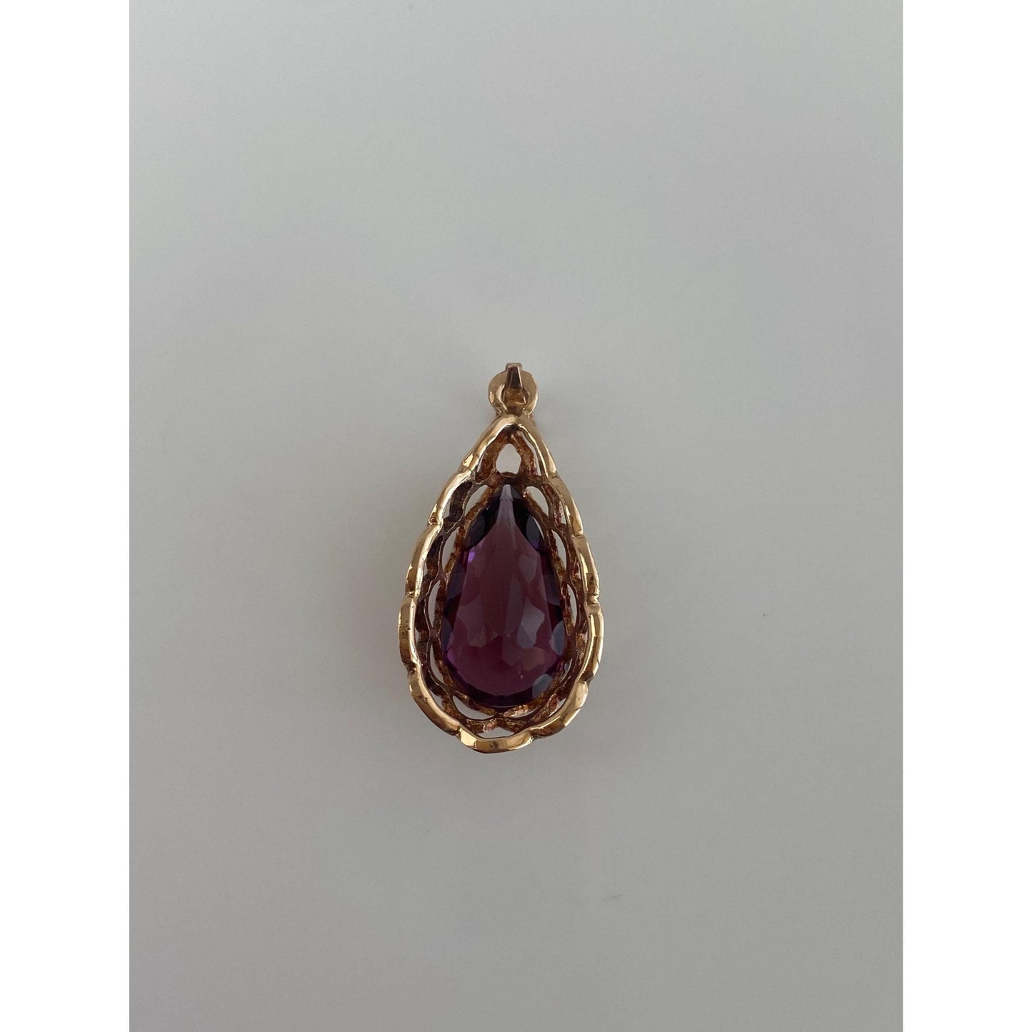 Vintage Solid 14k Rosey Gold Purple Cubic Zirconia Charm